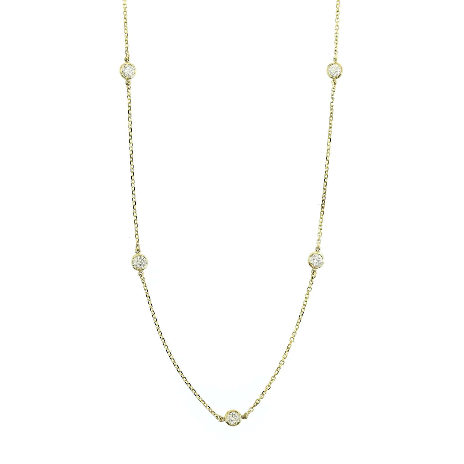 14K Yellow Gold 5 Stone Diamond By The Yard Necklace