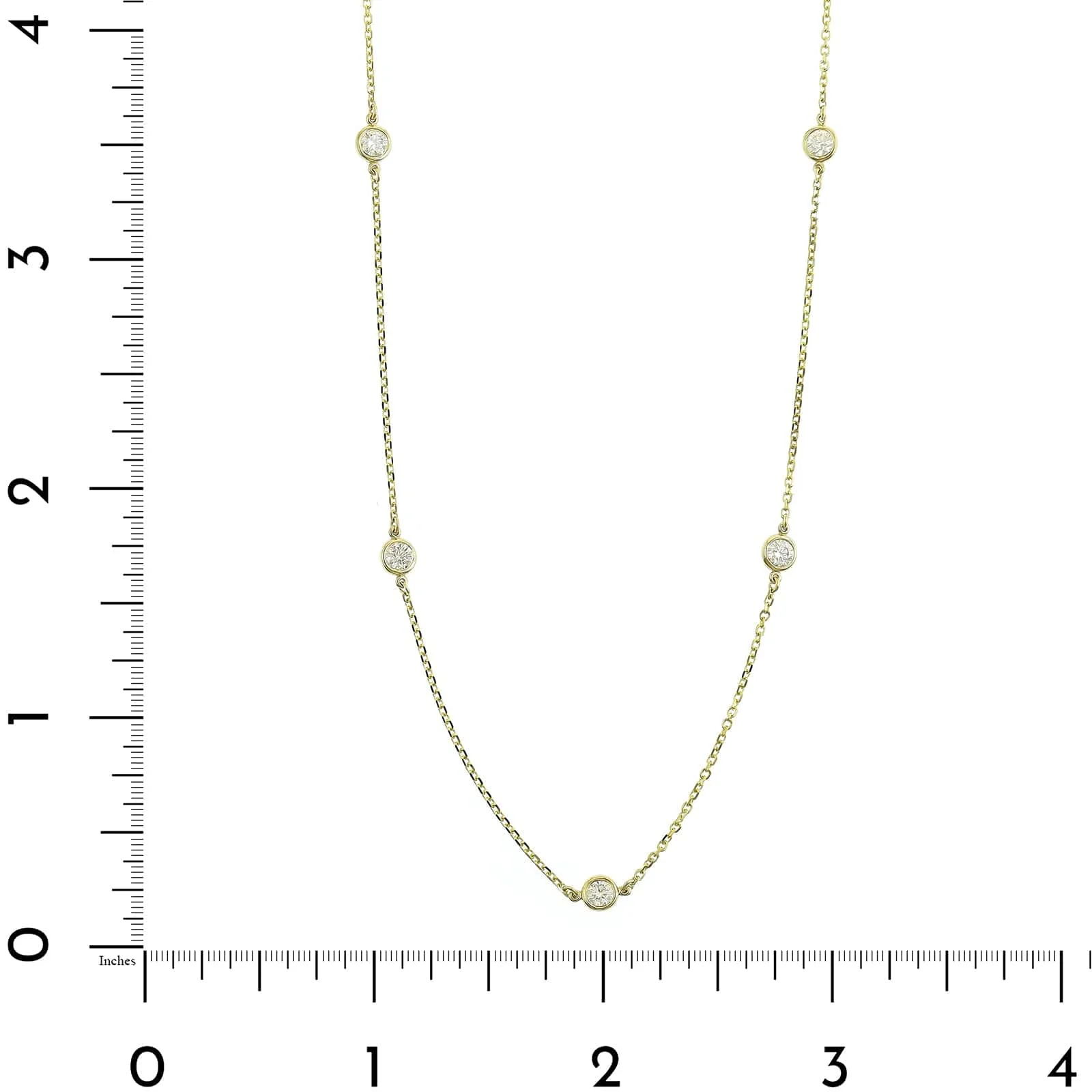 14K Yellow Gold 5 Stone Diamond By The Yard Necklace - Image 4