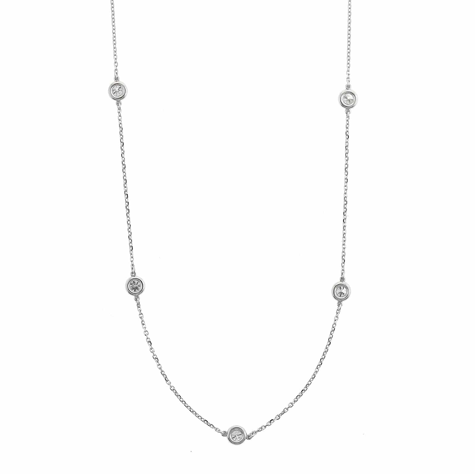 14K White Gold 5 Stone .75CTW Diamond By The Yard Necklace - Image 2