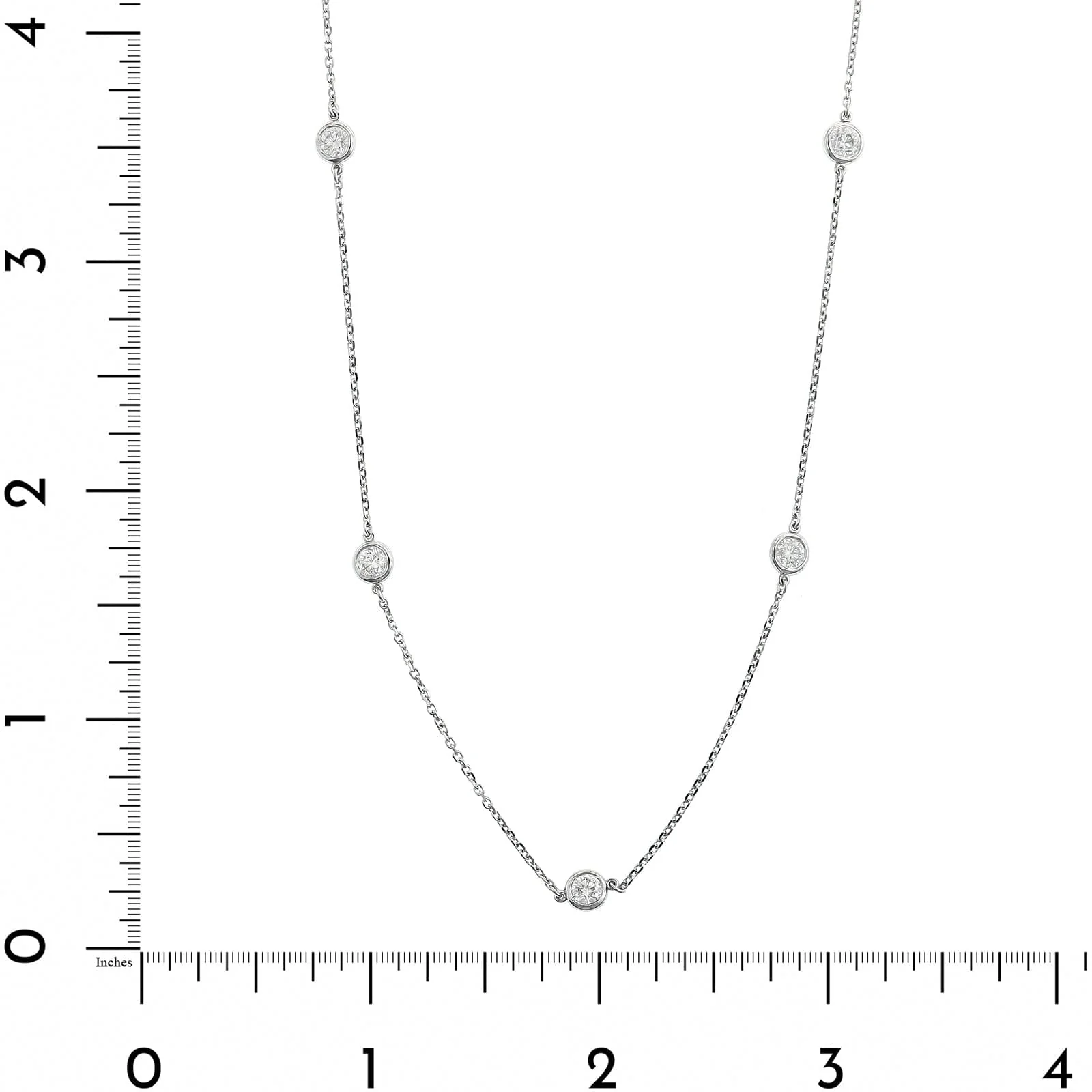 14K White Gold 5 Stone .75CTW Diamond By The Yard Necklace - Image 4