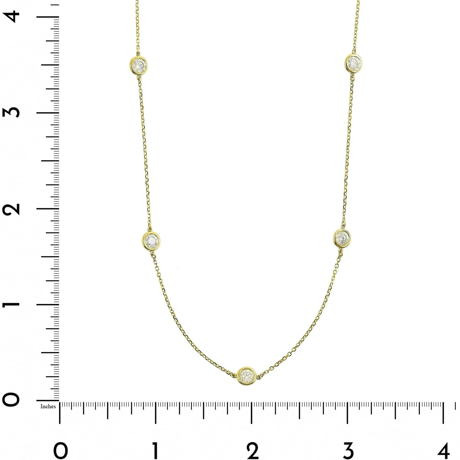 14K Yellow Gold 5 Stone 1CTW Diamond By The Yard Necklace - Image 4