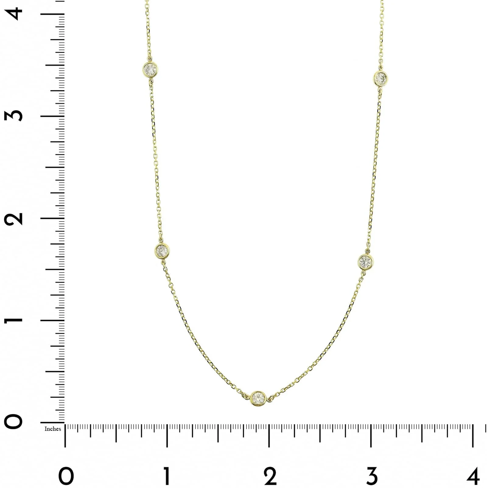 14K Yellow Gold 7 Stone .70CTW Diamond By The Yard Necklace - Image 4