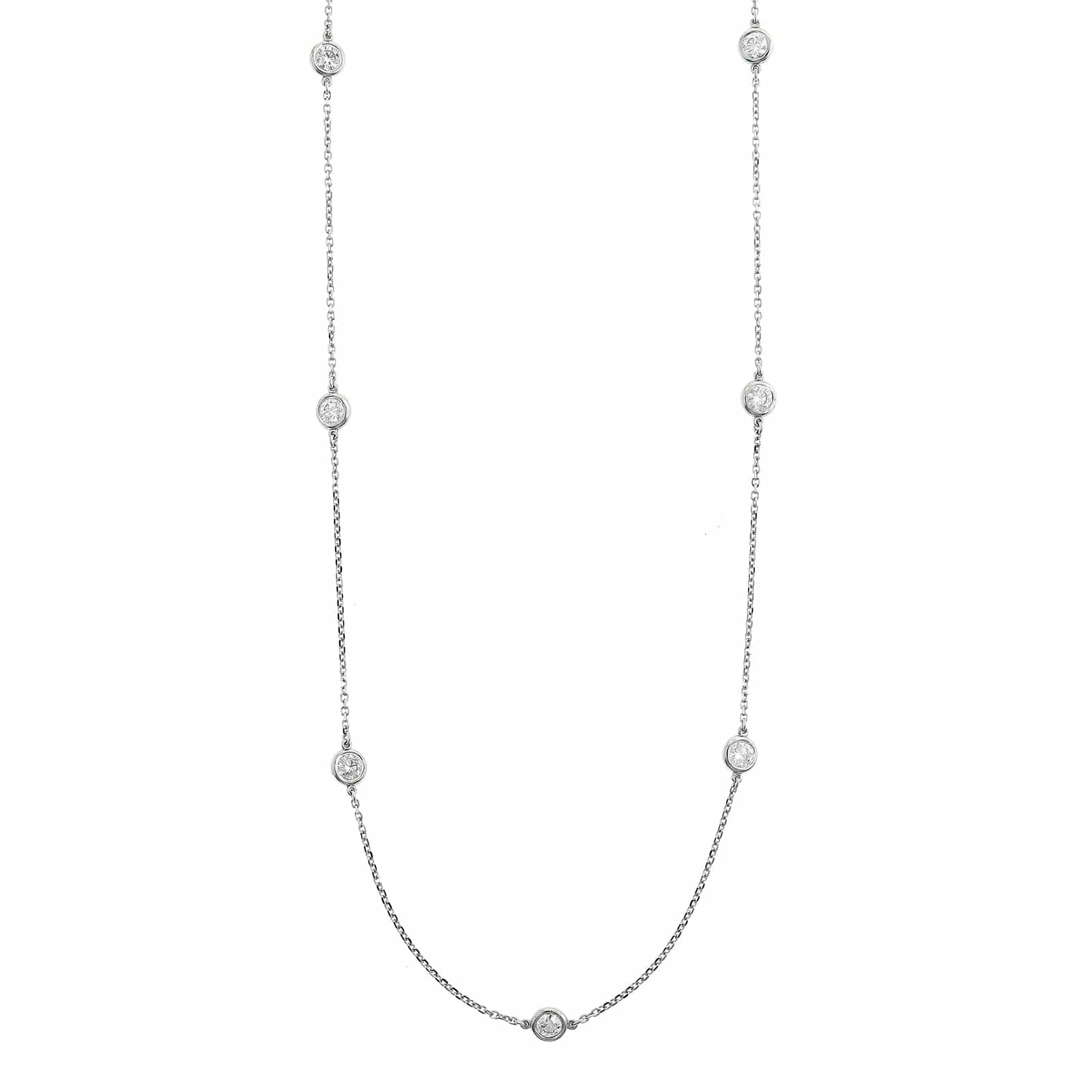 14K White Gold 7 Stone 1CTW Diamond By The Yard Necklace