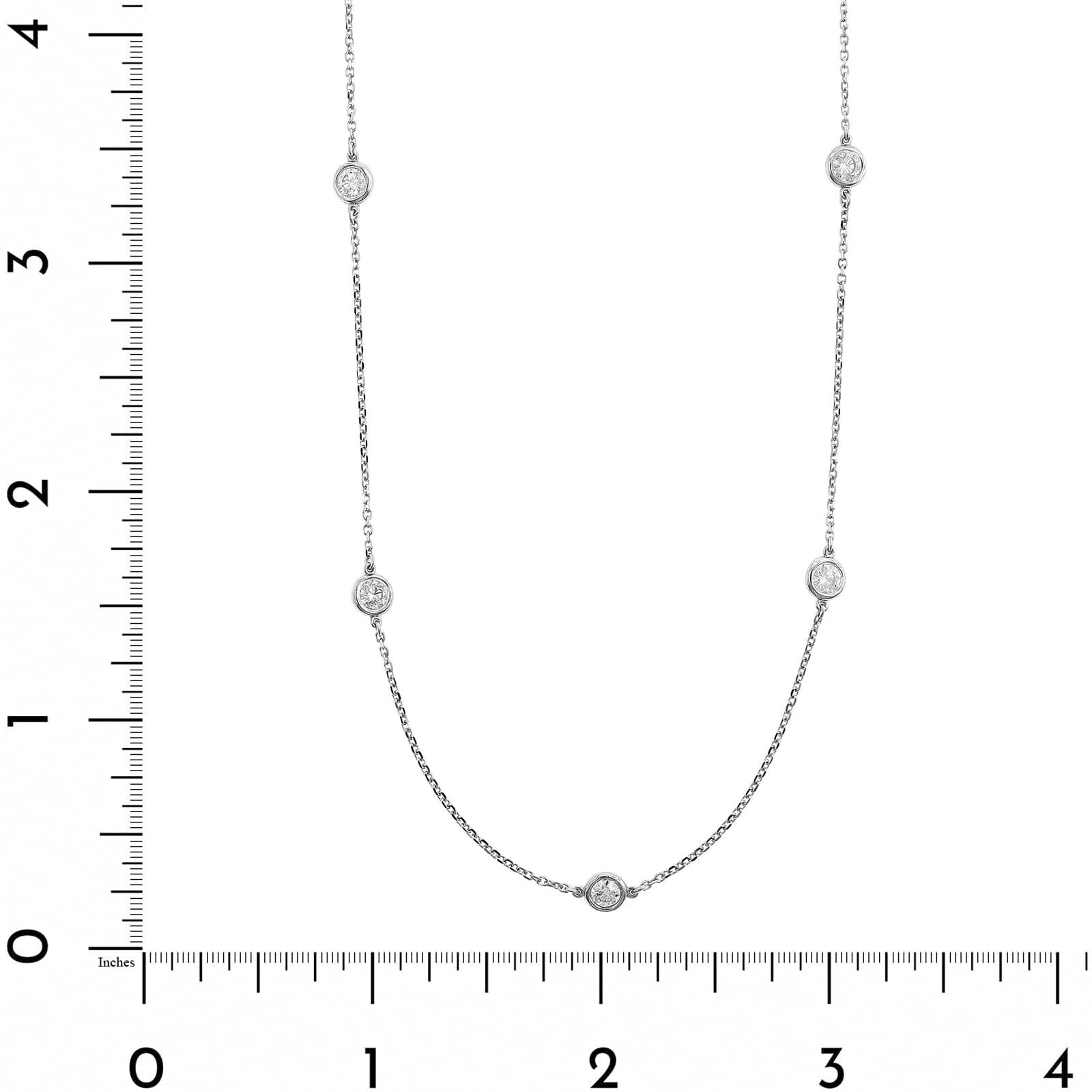 14K White Gold 7 Stone 1CTW Diamond By The Yard Necklace - Image 4