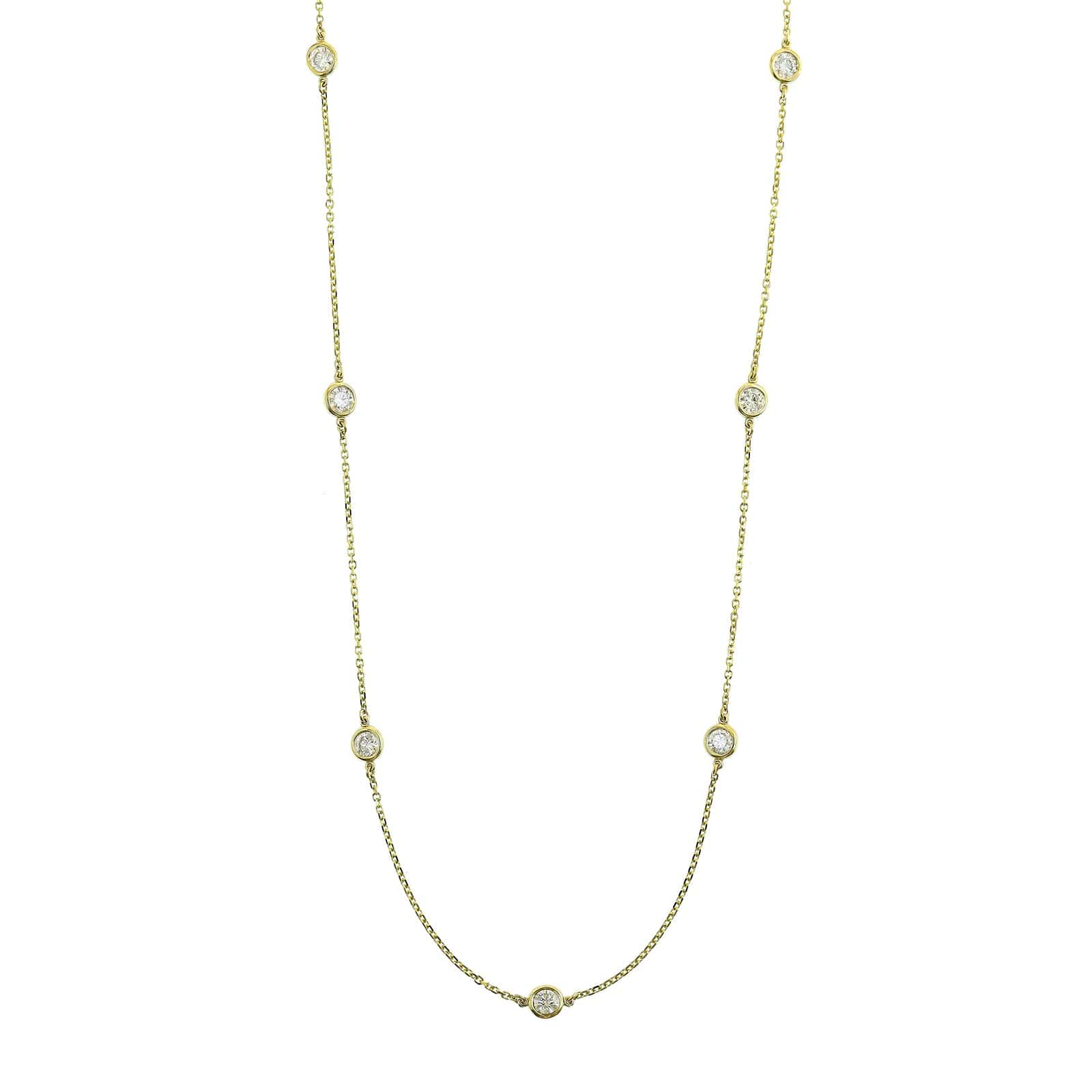 14K Yellow Gold 7 Stone 1CTW Diamond By The Yard Necklace
