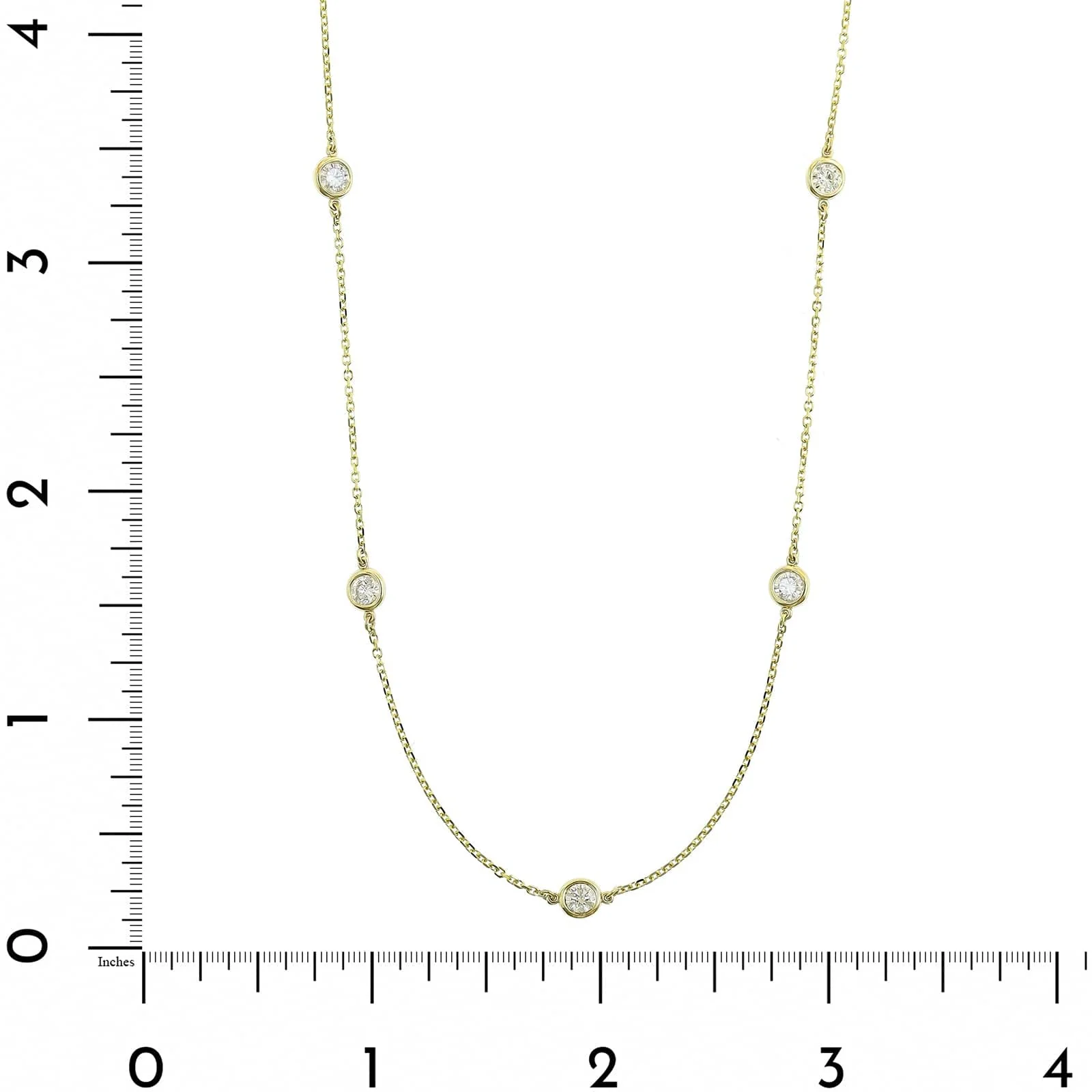 14K Yellow Gold 7 Stone 1CTW Diamond By The Yard Necklace - Image 4