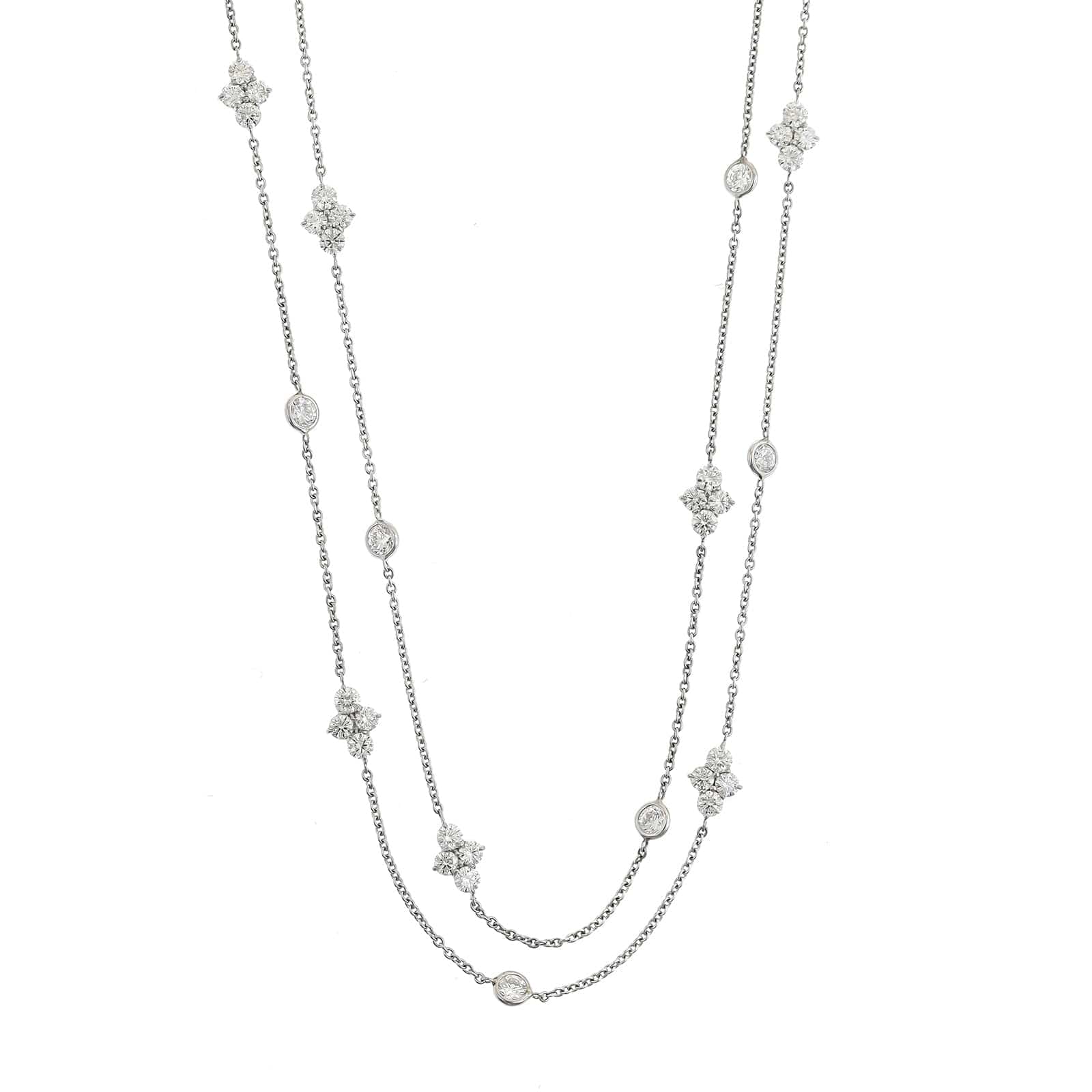 Platinum 7CTW Diamond By The Yard Necklace - Image 3