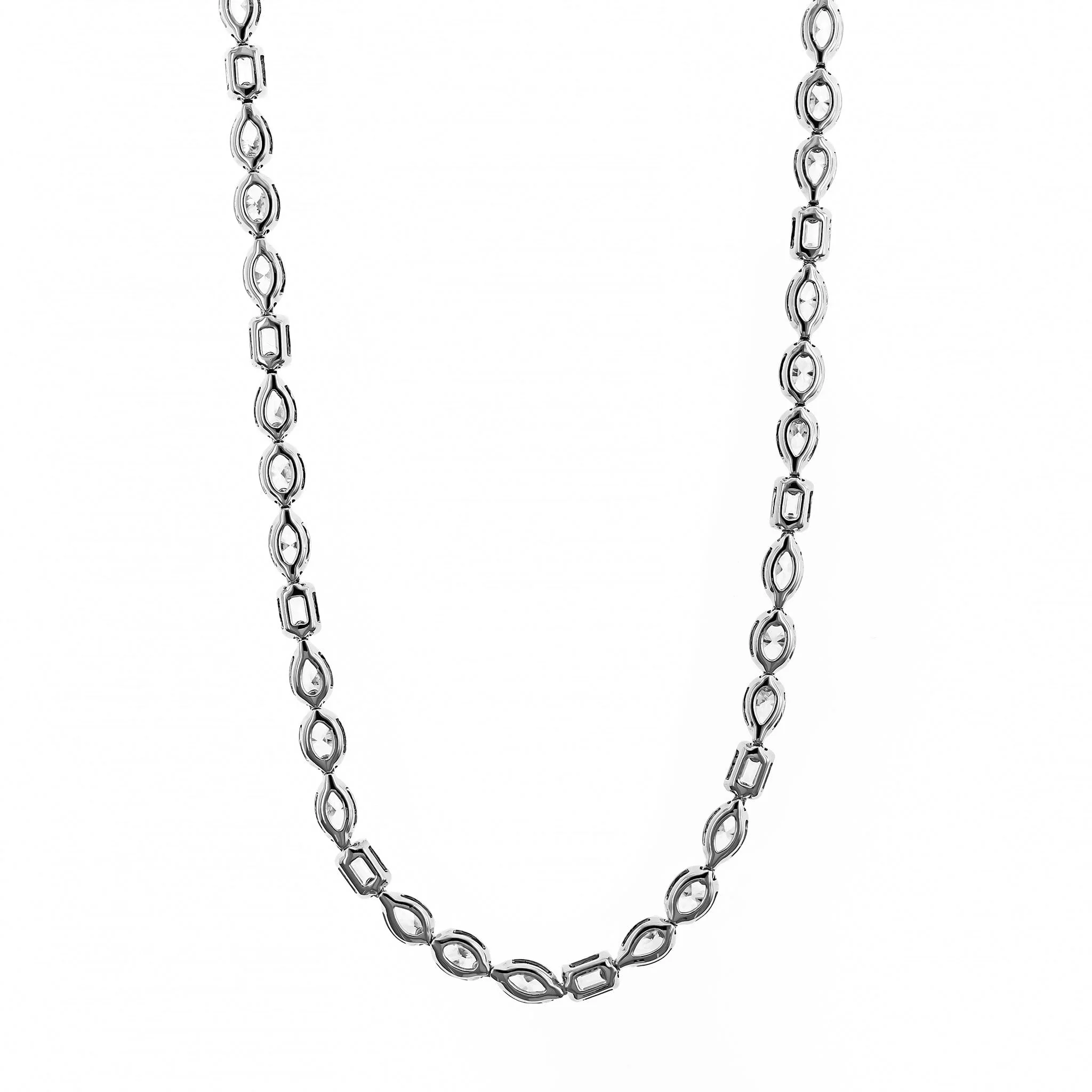 18K White Gold Multi Shaped Diamond Tennis Necklace - Image 2