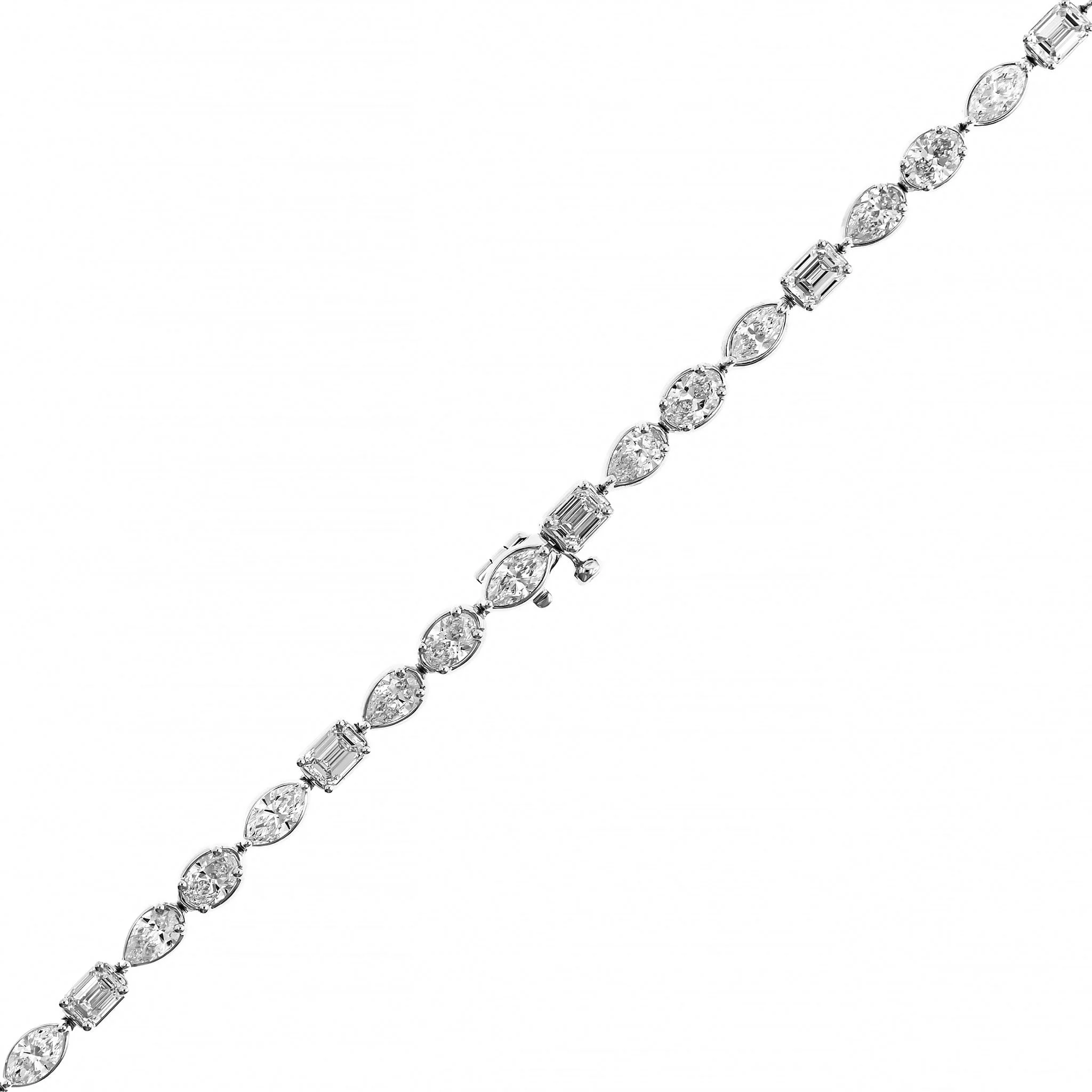 18K White Gold Multi Shaped Diamond Tennis Necklace - Image 3