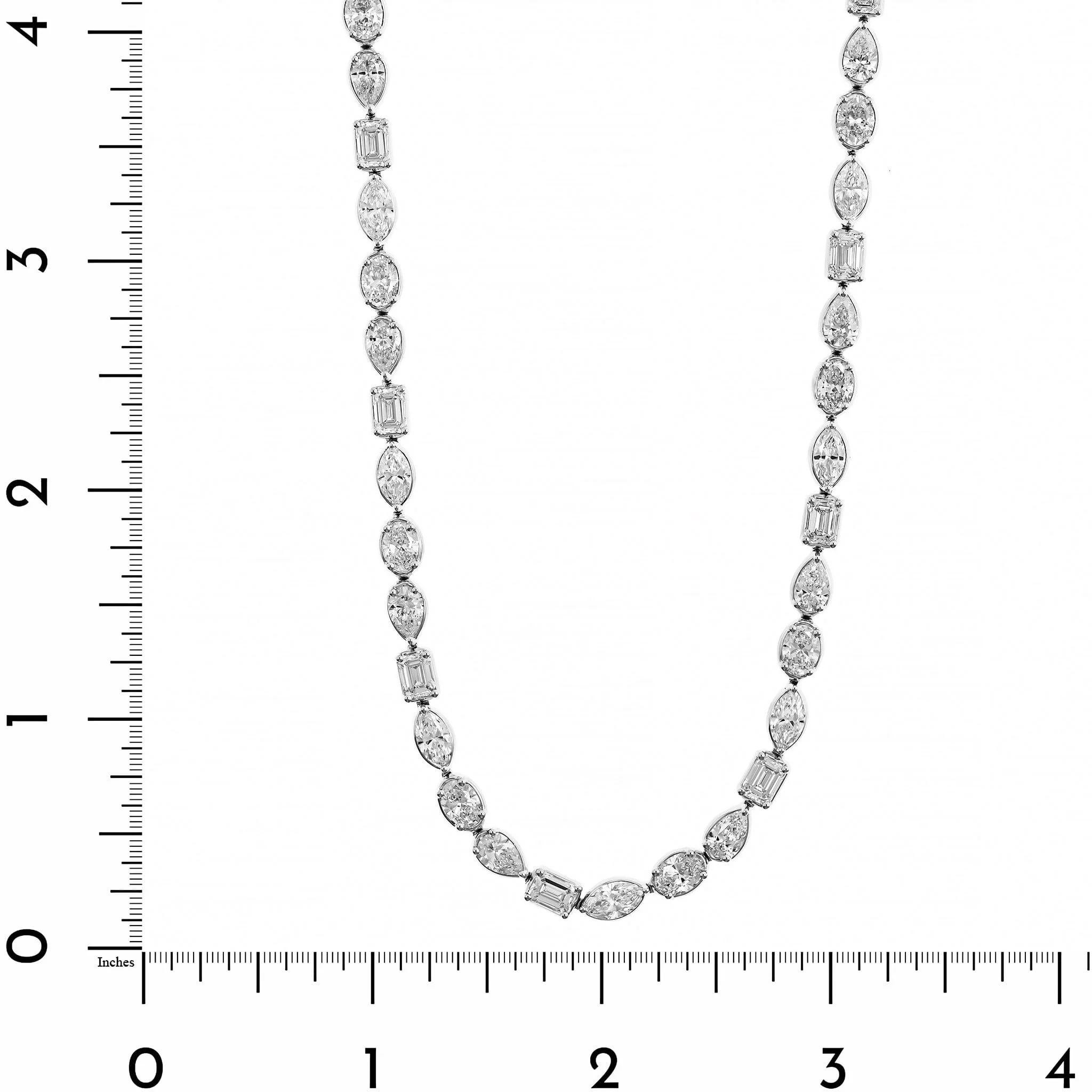 18K White Gold Multi Shaped Diamond Tennis Necklace - Image 4