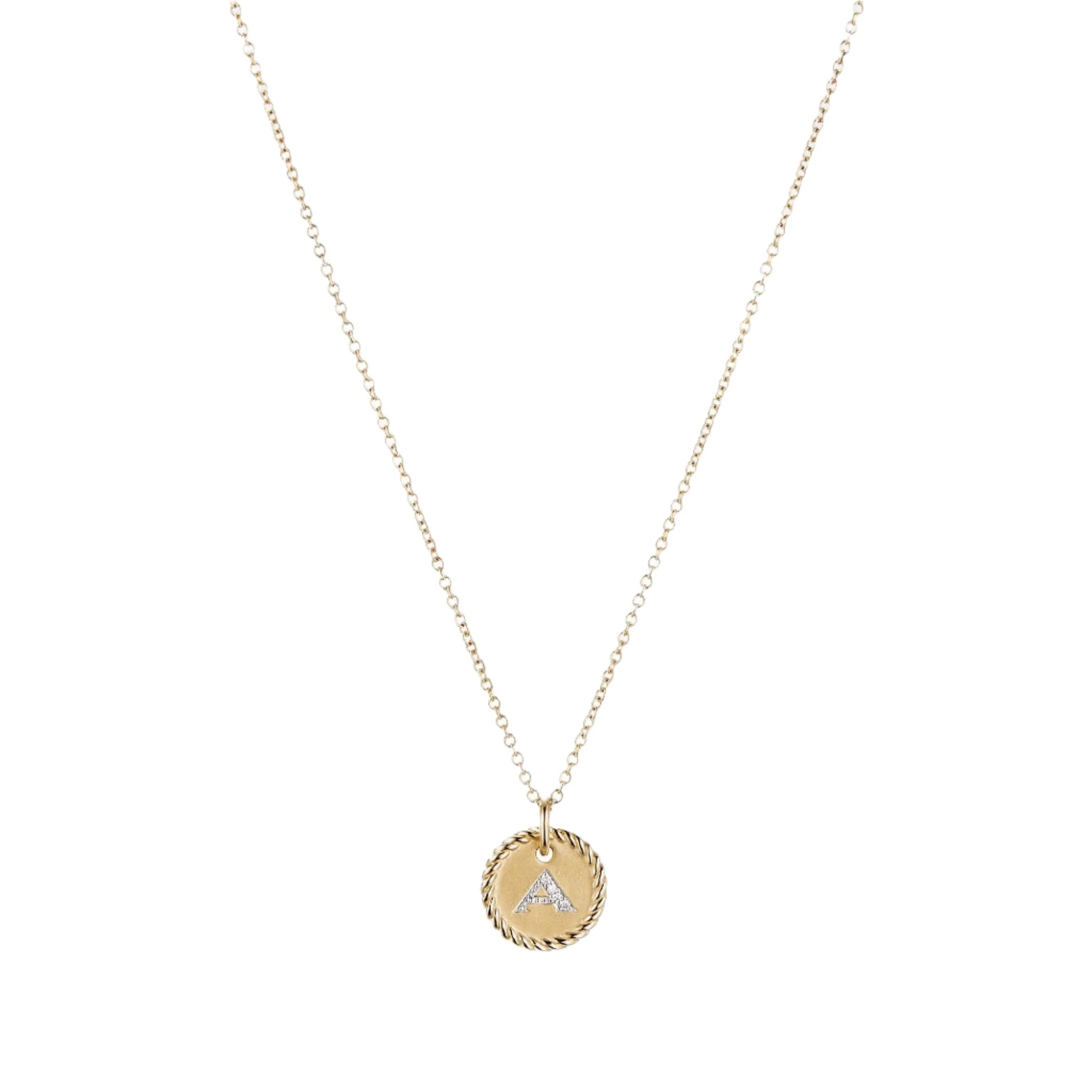 Initial Charm Necklace with Diamonds in 18K Gold