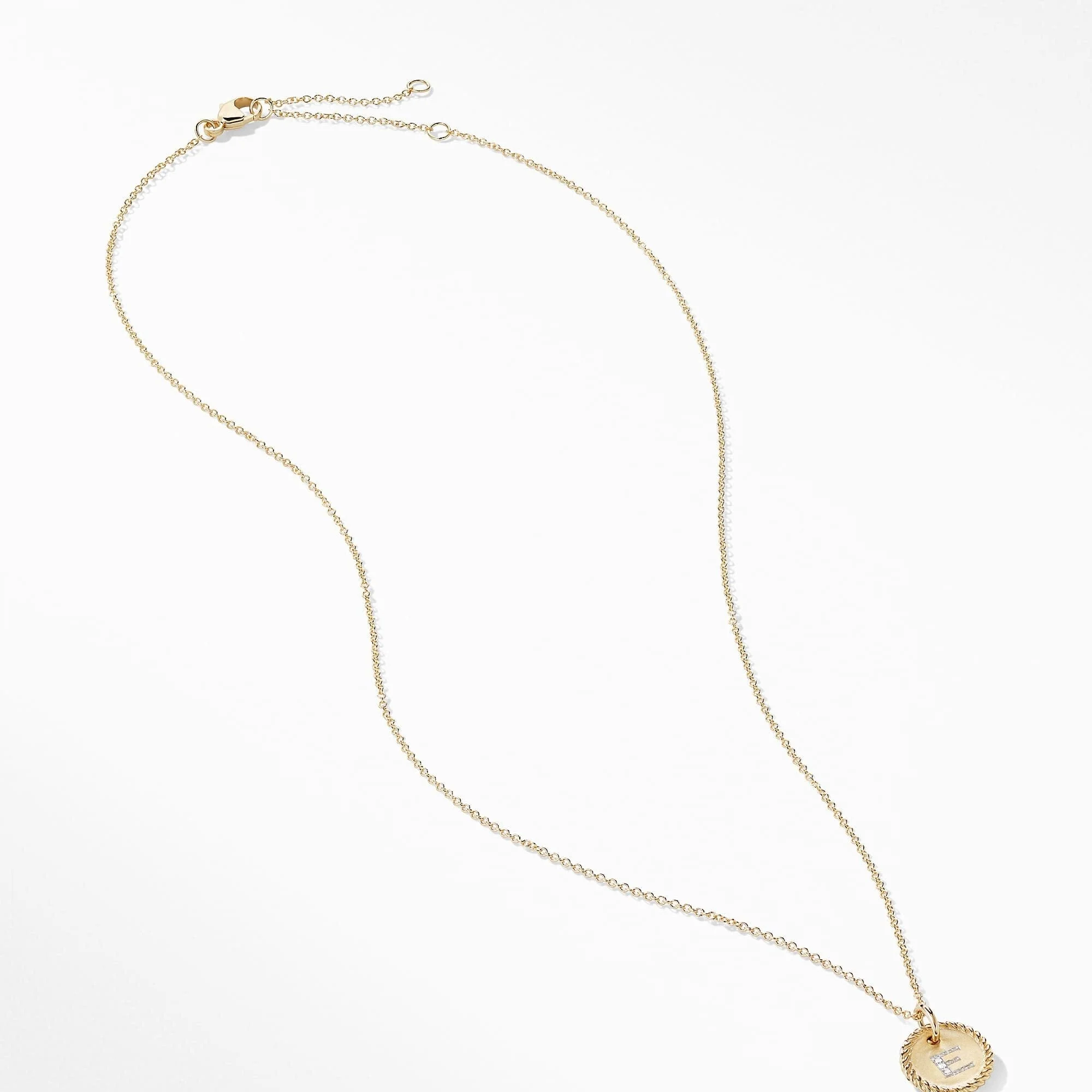 "E" Pendant with Diamonds in Gold on Chain Necklace - Image 3