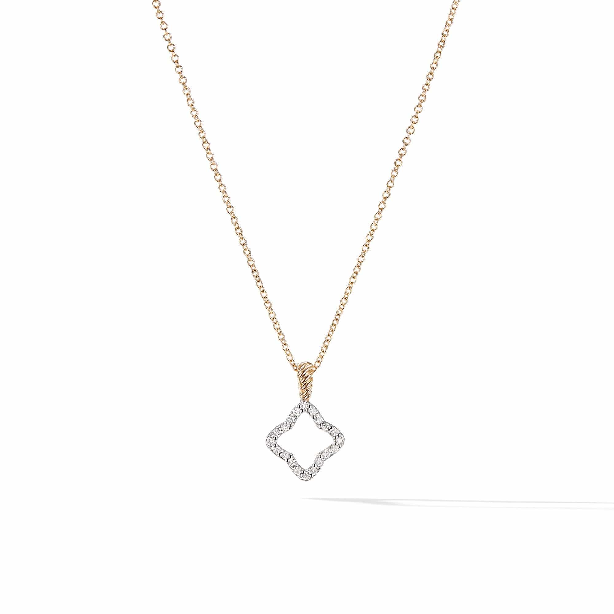 Cable Collectibles Quatrefoil Pendant Necklace with Diamonds in 18K Gold