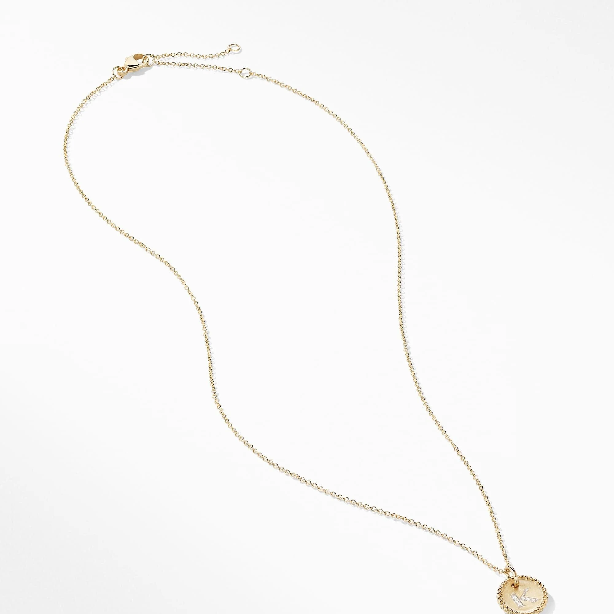 "K" Pendant with Diamonds in Gold on Chain - Image 3