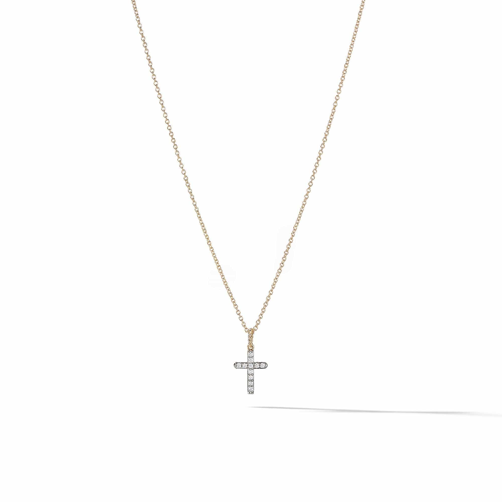 Cable Collectibles Cross with Diamonds in Gold on Chain