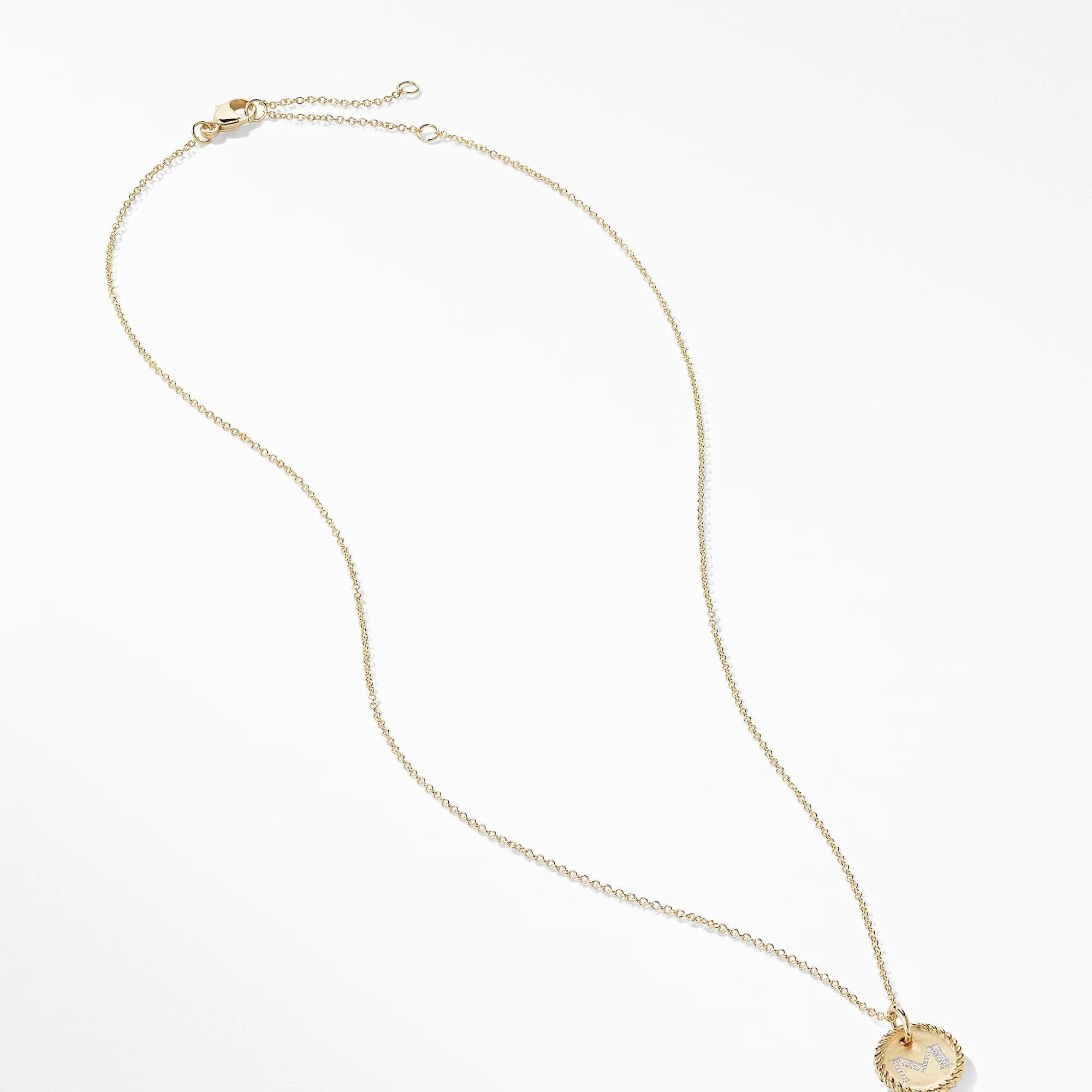"M" Pendant with Diamonds in Gold on Chain - Image 3