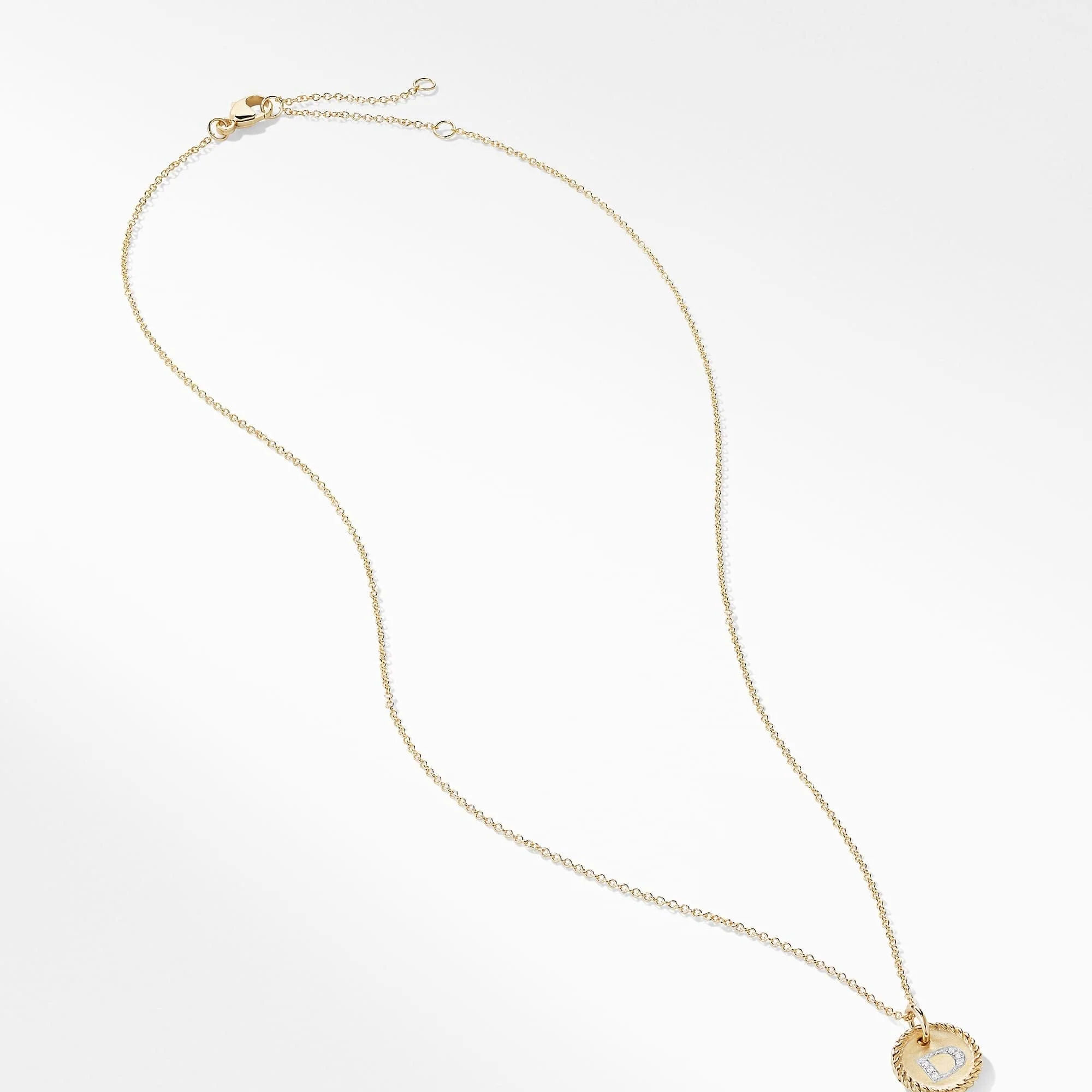 "D" Pendant with Diamonds in Gold on Chain - Image 3
