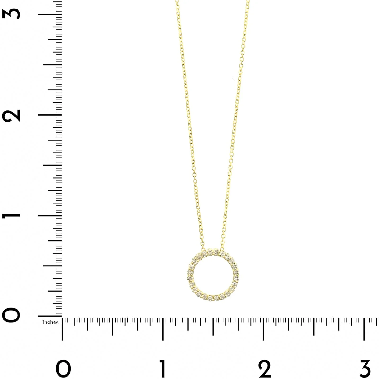 14K Yellow Gold Diamond Circle Pendant Necklace - Image 4