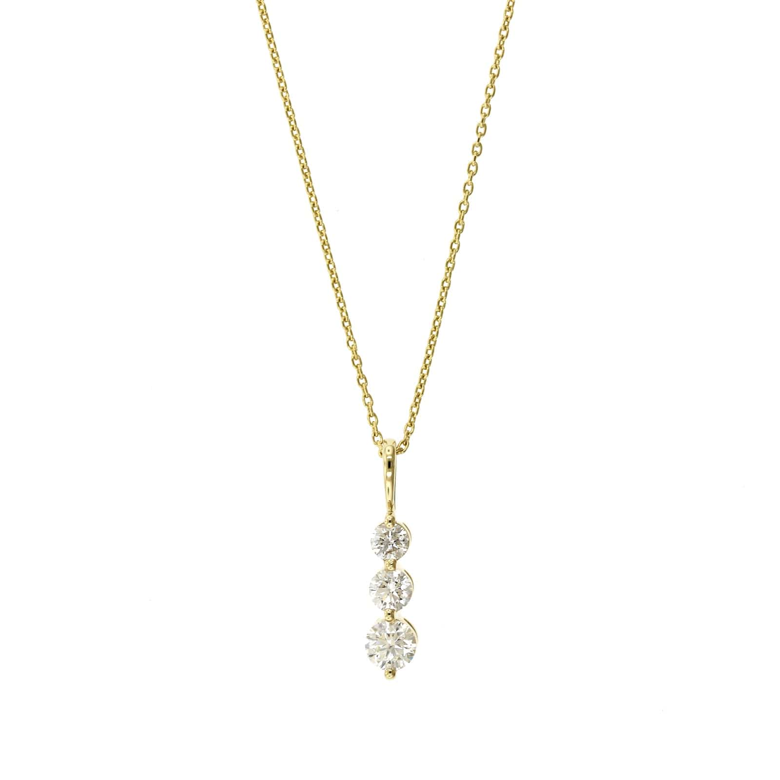14K Yellow Gold 3 Stone Graduated Diamond Pendant