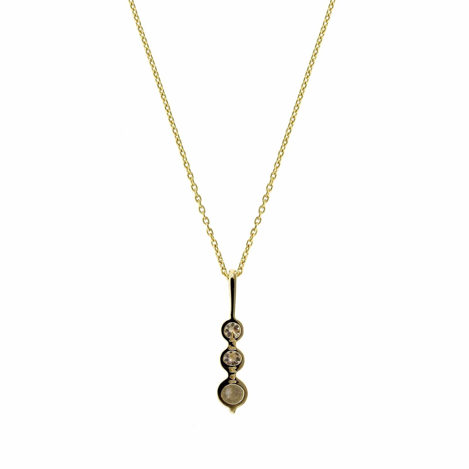14K Yellow Gold 3 Stone Graduated Diamond Pendant - Image 2