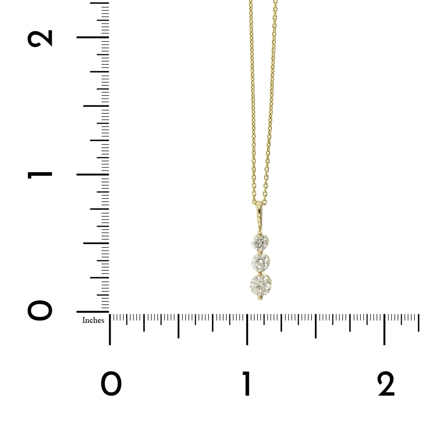 14K Yellow Gold 3 Stone Graduated Diamond Pendant - Image 4