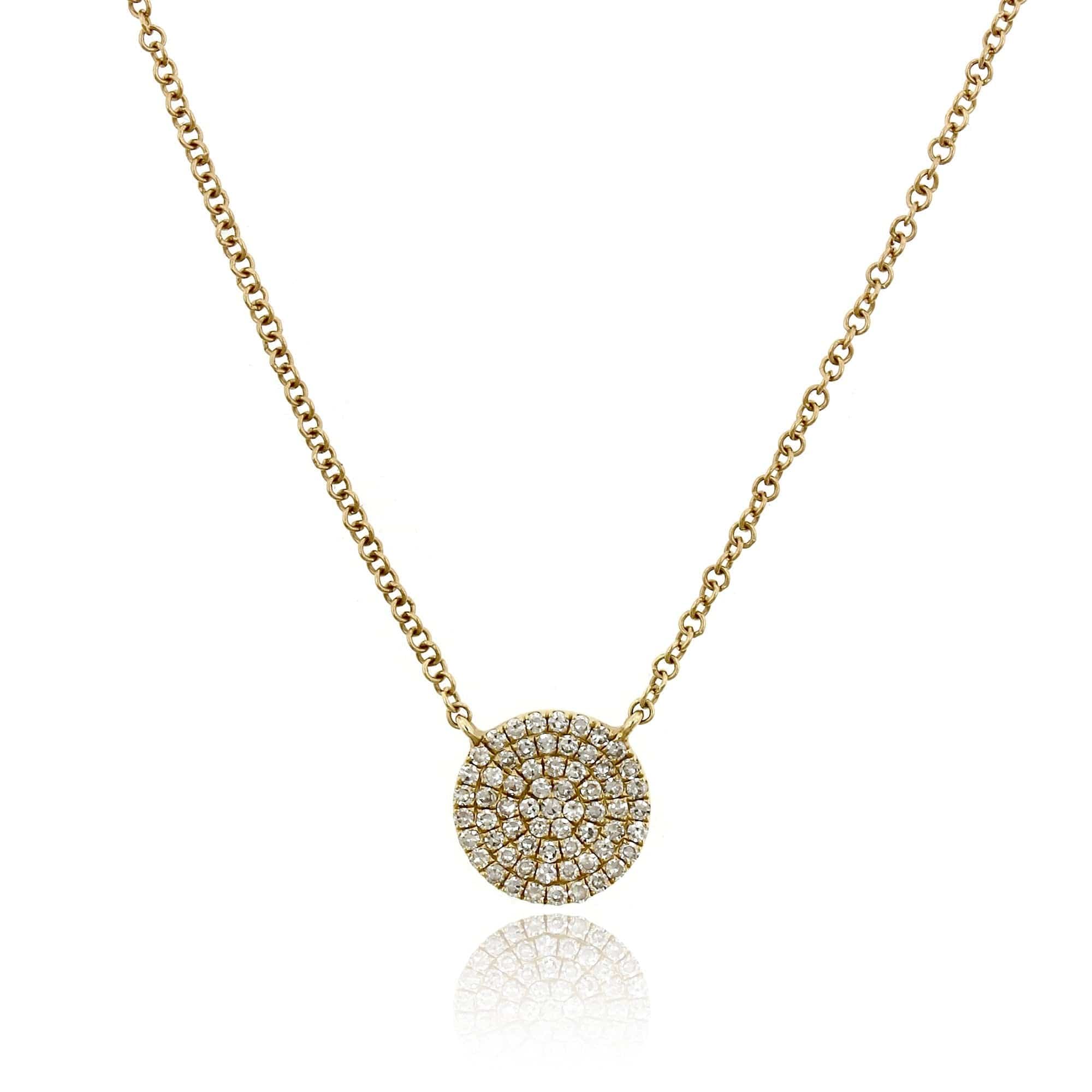 14K Yellow Gold Small Diamond Disc Pendant Necklace - Image 3
