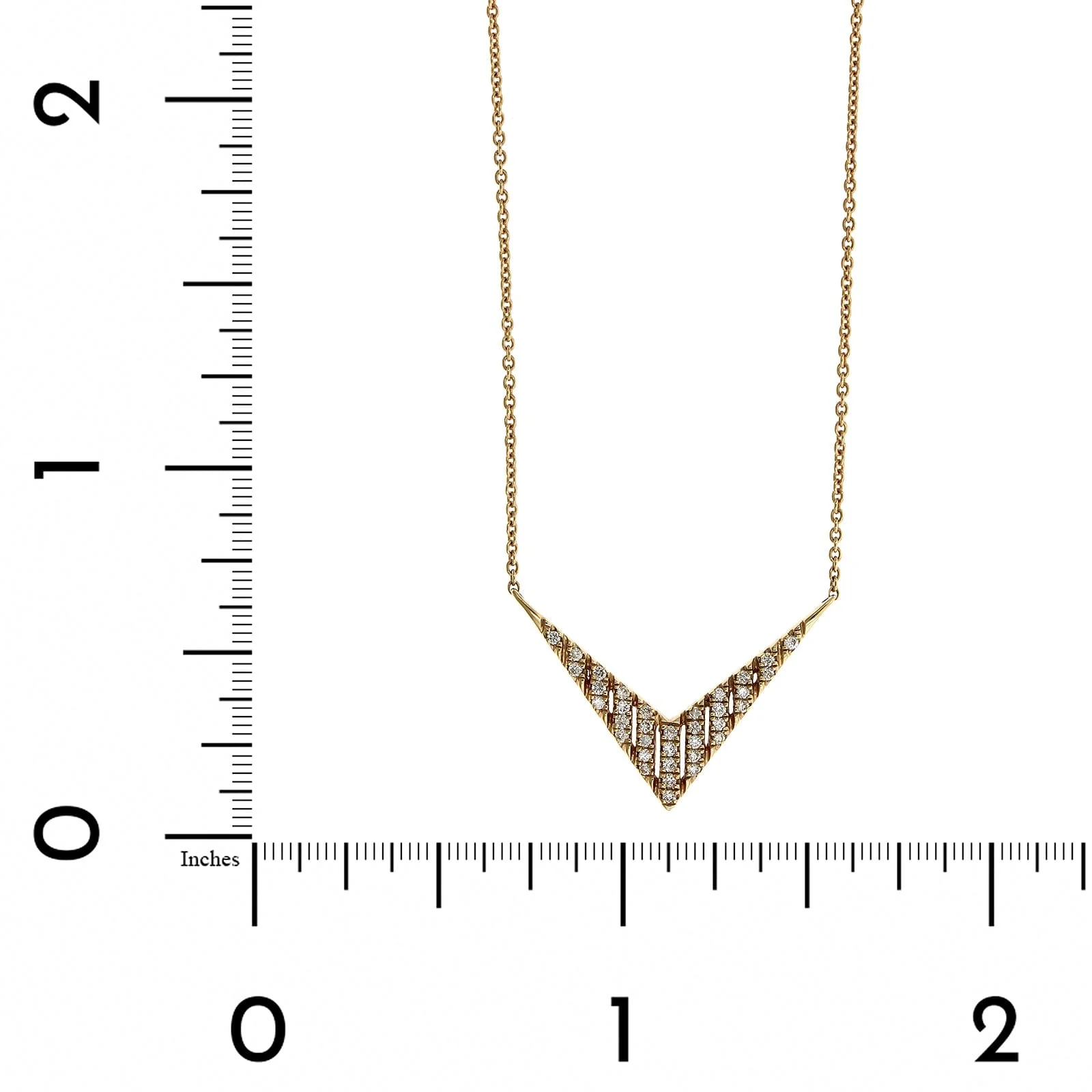 14K Yellow Gold Diamond V Necklace - Image 4