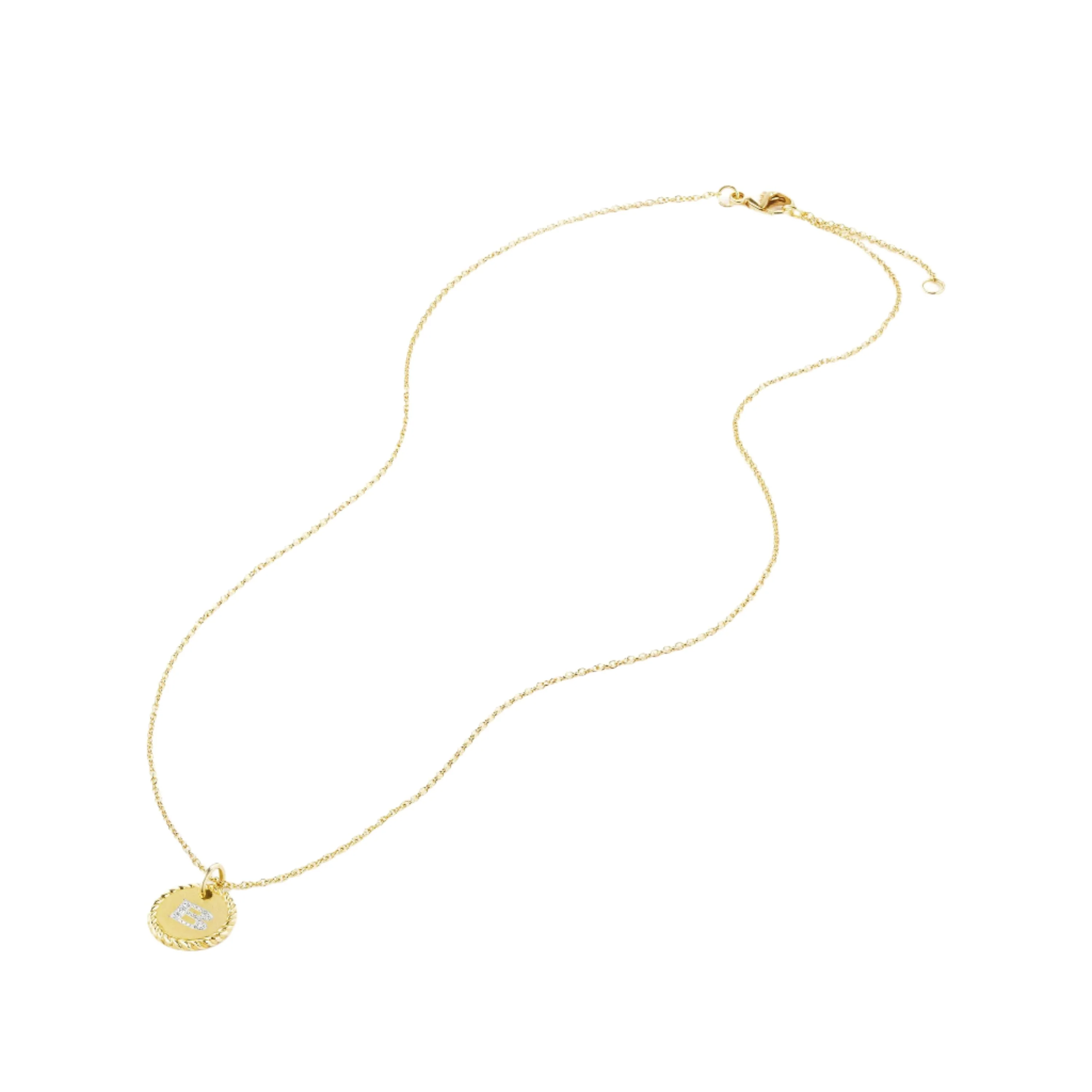 Initial Charm Necklace with Diamonds in 18K Gold - Image 4