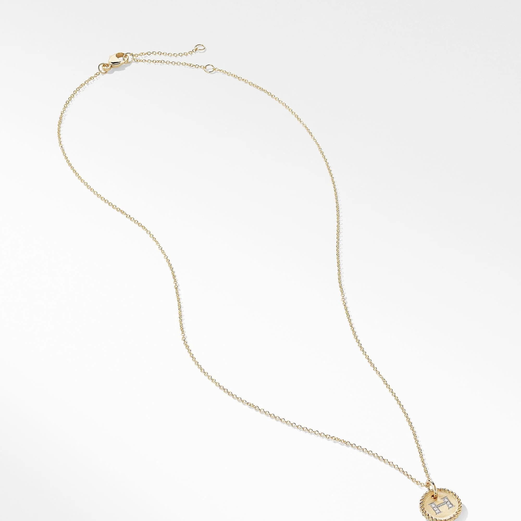 "H" Pendant with Diamonds in Gold on Chain - Image 3