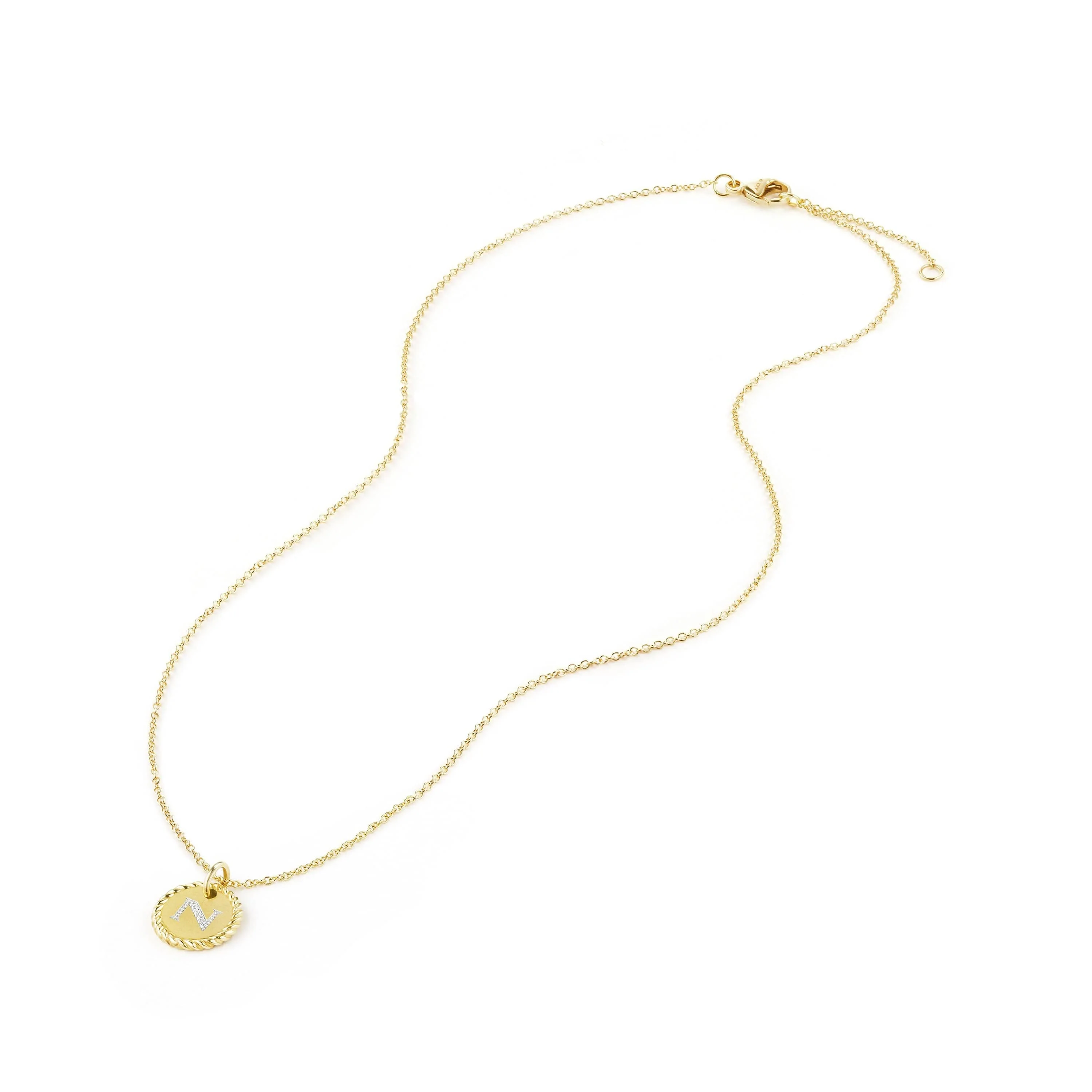 "N" Pendant with Diamonds in Gold on Chain Necklace - Image 4