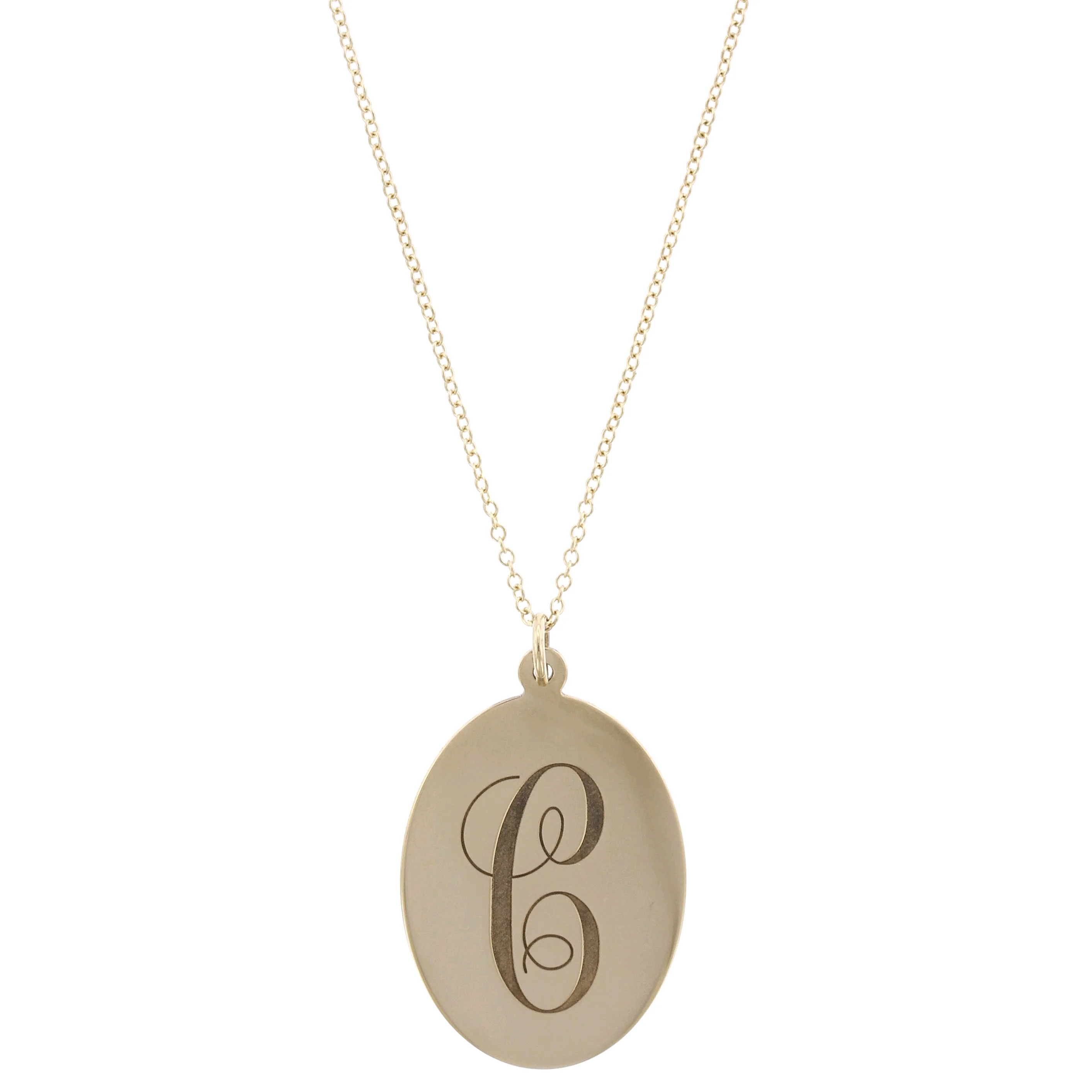 14K Yellow Gold Monogram Disc Pendant