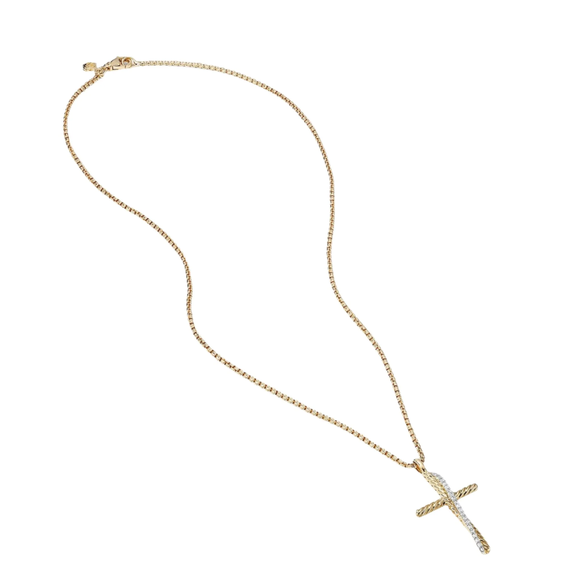 The Crossover Collection® Cross Necklace in 18K Yellow Gold with Pavé Diamonds - Image 2