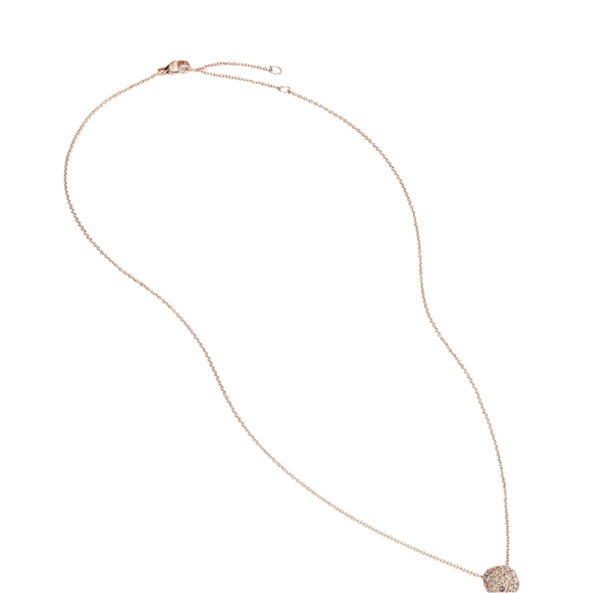 Cushion Stud Pendant Necklace in 18K Rose Gold with Pavé Cognac Diamonds - Image 2