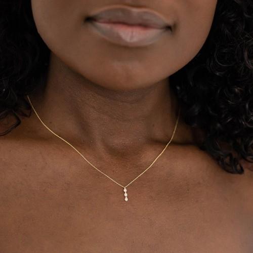 Dana Rebecca 14K Yellow Gold Triple Drop Diamond Pendant Necklace - Image 2