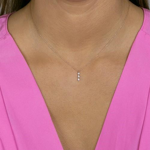 14K Rose Gold Triple Drop Diamond Pendant - Image 2