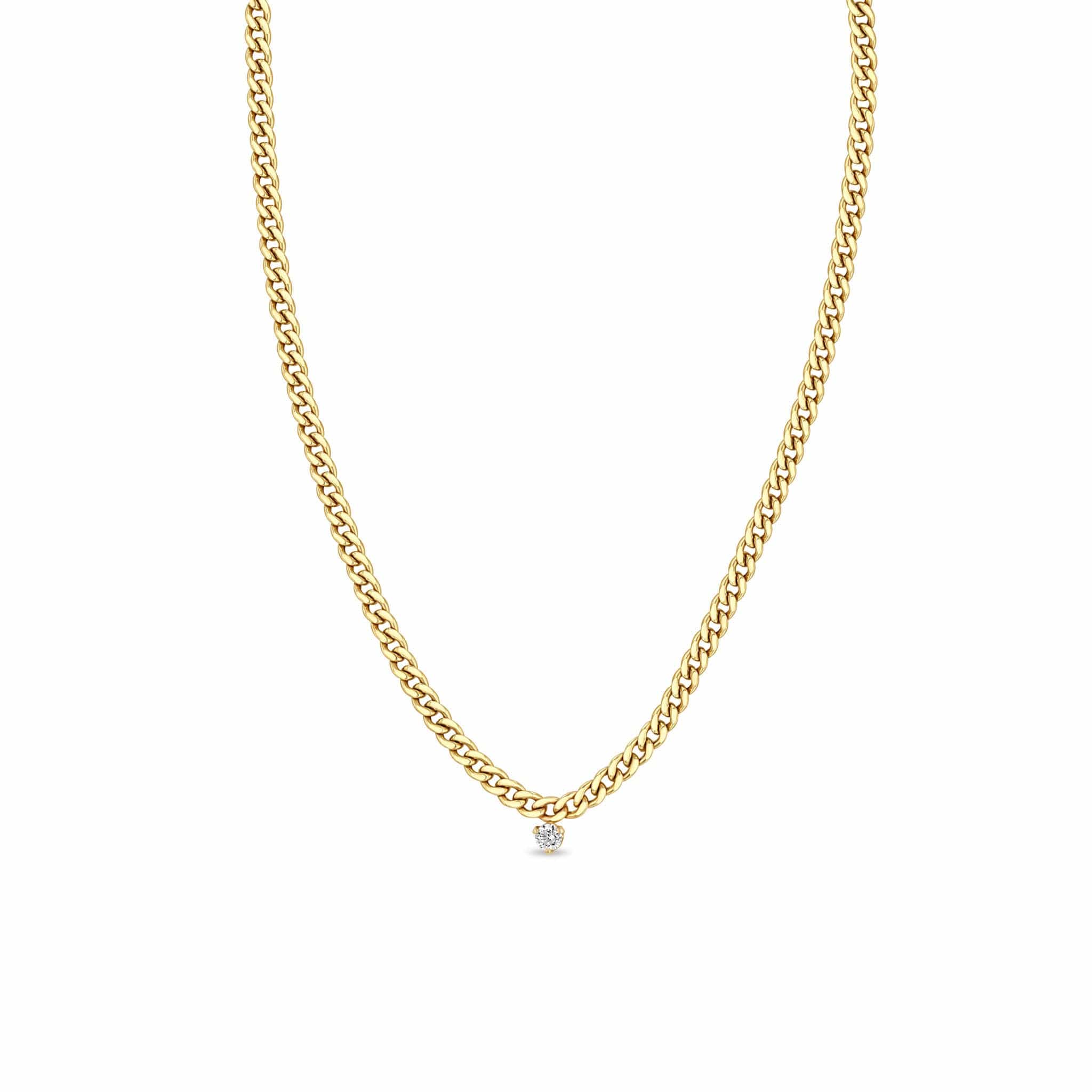 Zoe Chicco 14K Yellow Gold Small Curb Chain Diamond Necklace - Image 3