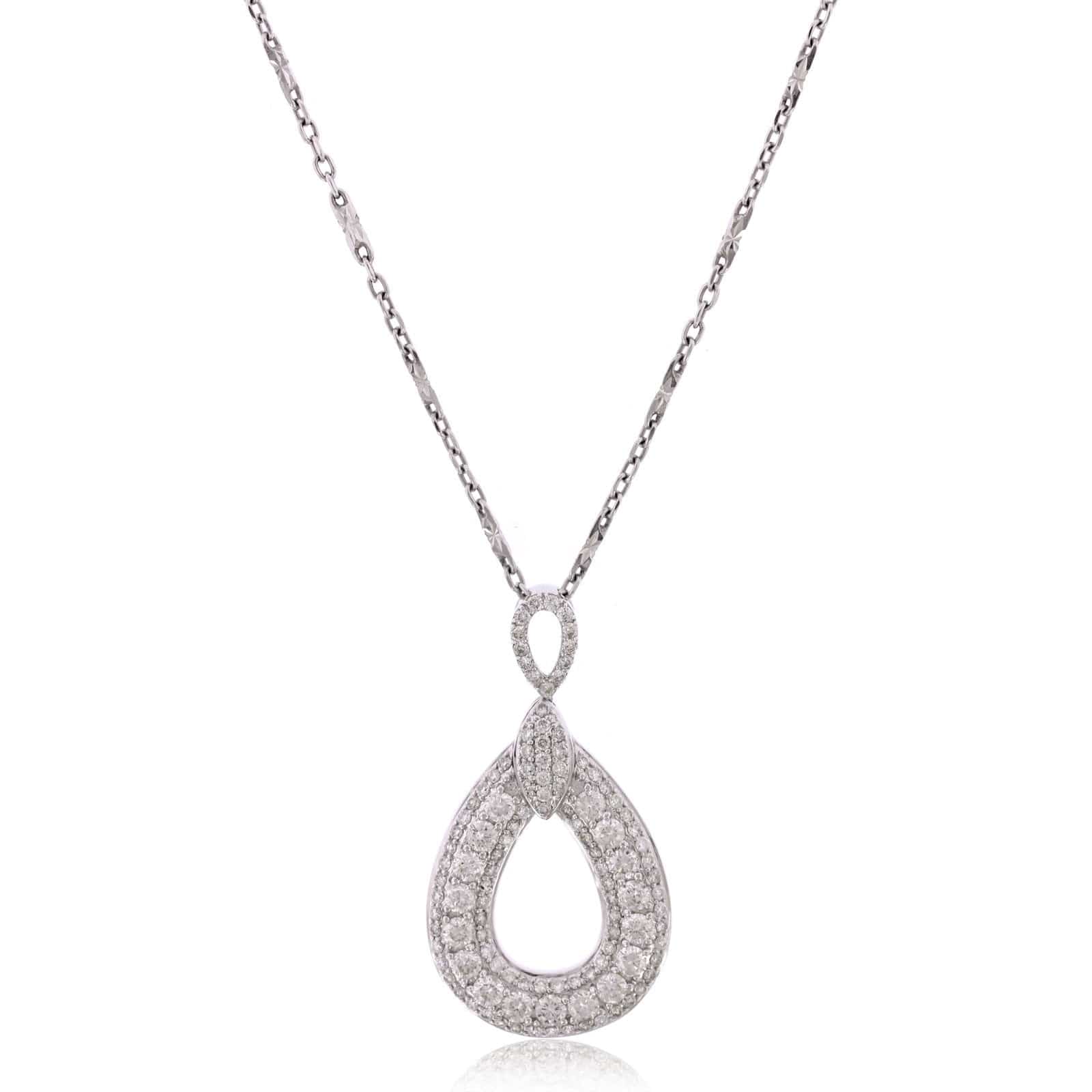 14K White Gold Diamond Loop Pendant