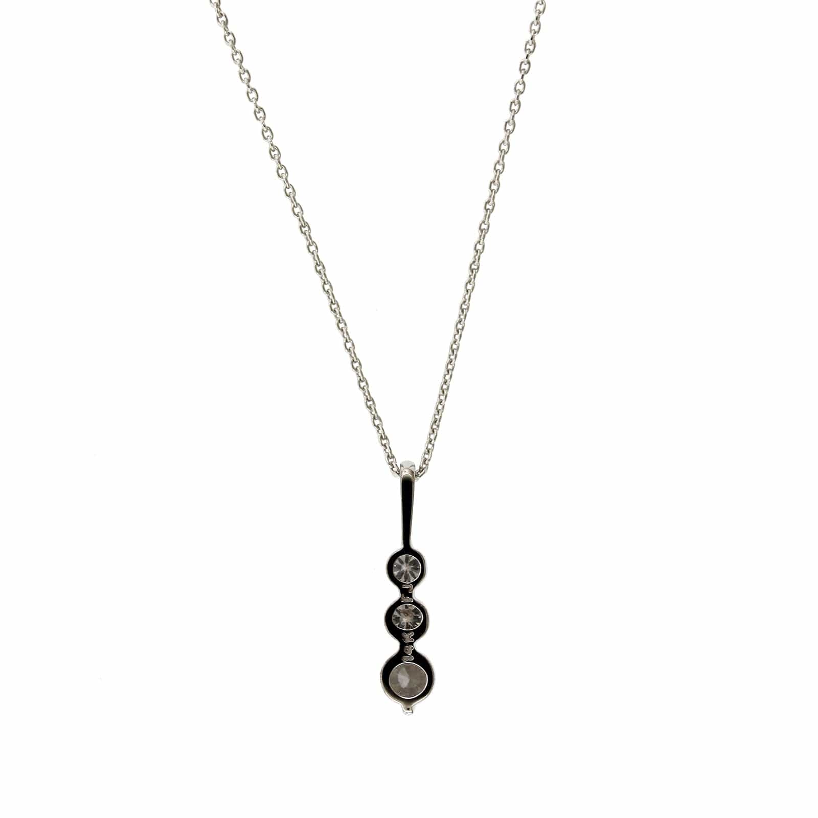 14K White Gold 3 Stone Graduated Diamond Pendant - Image 2