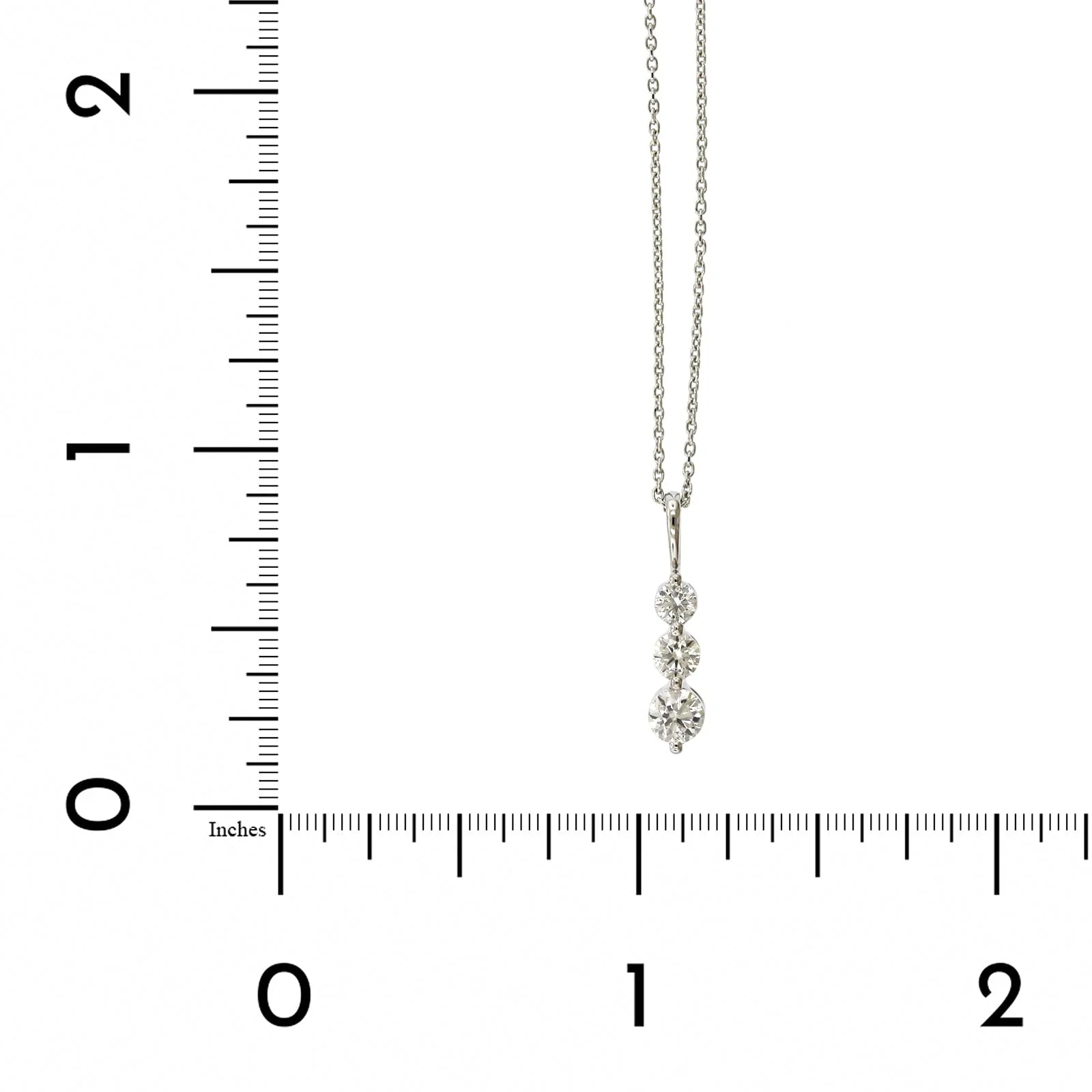 14K White Gold 3 Stone Graduated Diamond Pendant - Image 4
