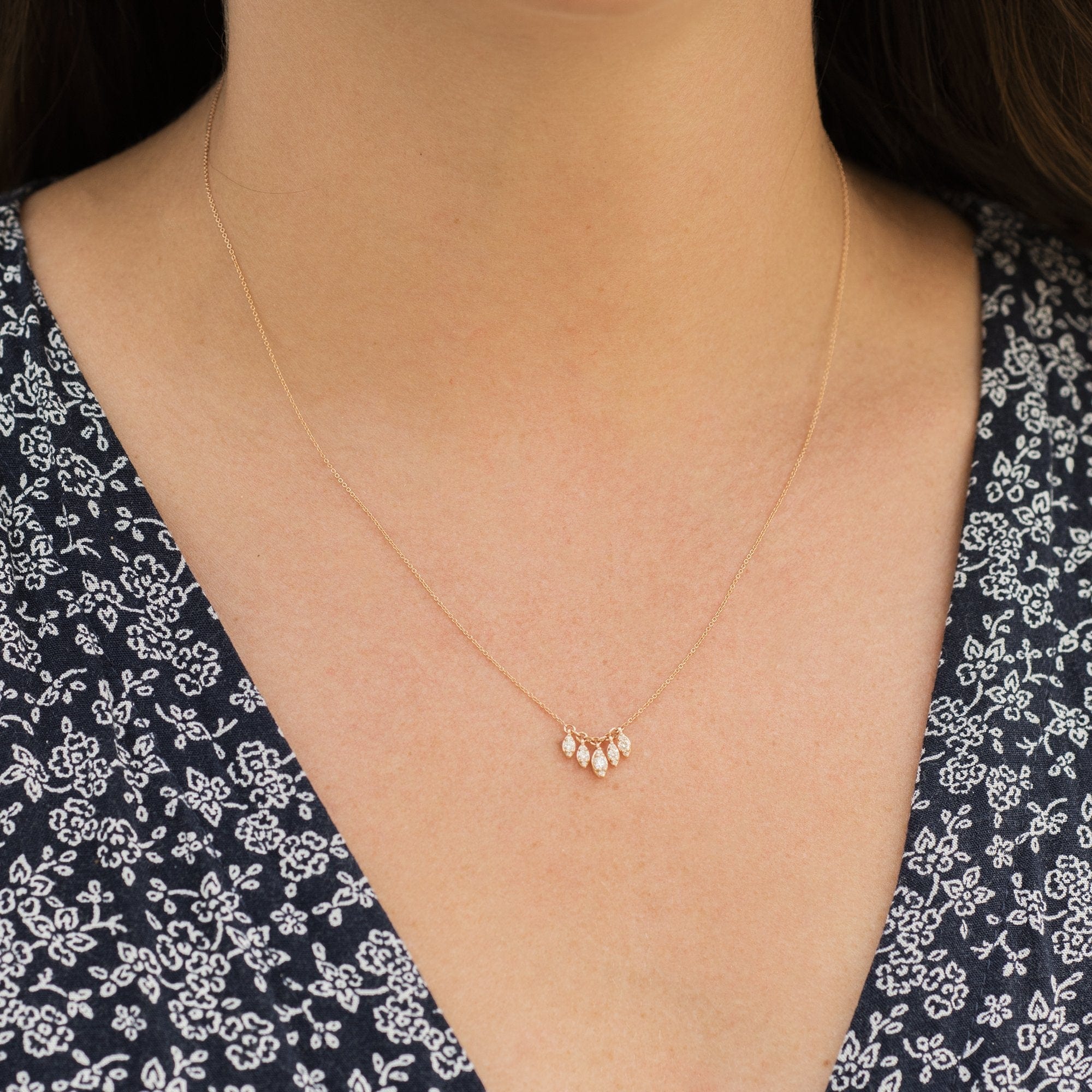 14K Rose Gold Multi Marquise Diamond Necklace - Image 2