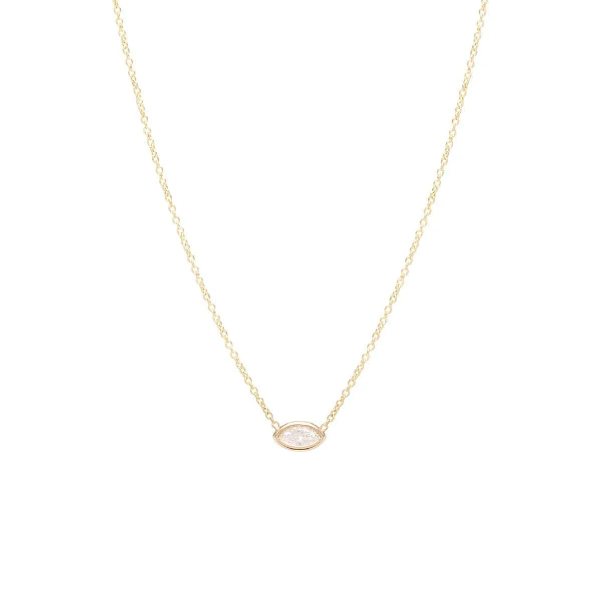 14K Yellow Gold Marquise Diamond Necklace