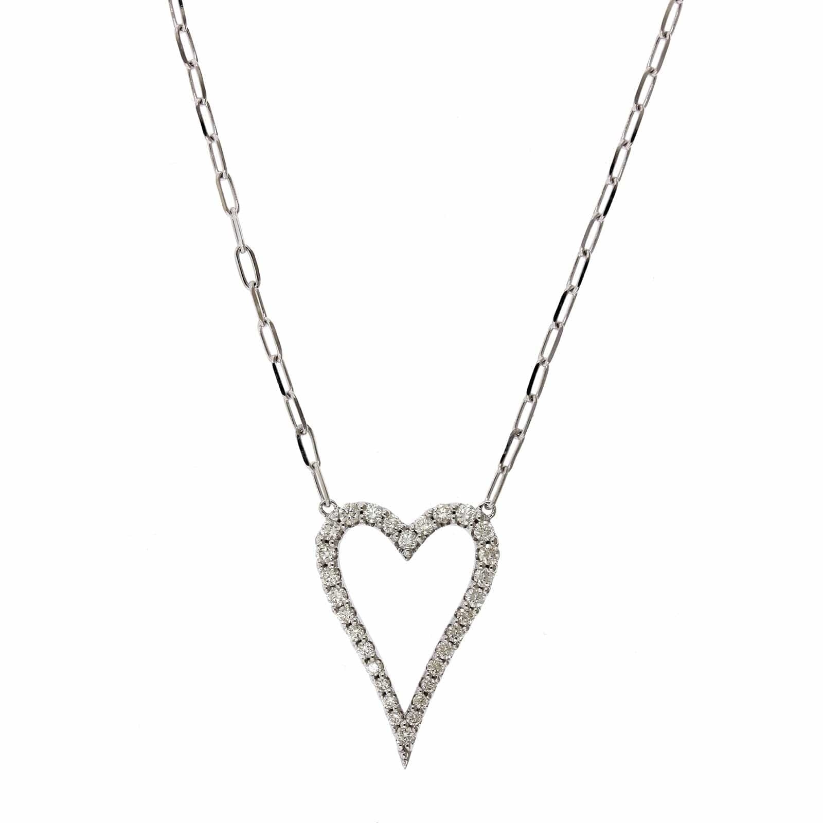 14K White Gold Diamond Heart Pendant
