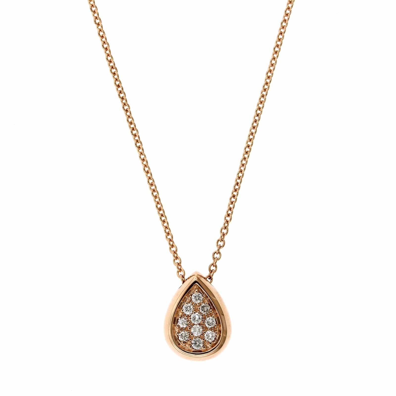 18K Rose Gold Pear Shape Pave Diamond Necklace