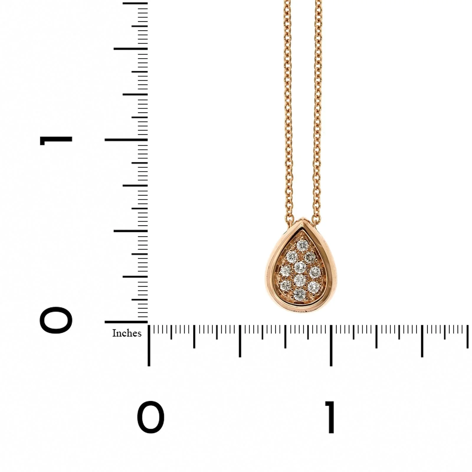 18K Rose Gold Pear Shape Pave Diamond Necklace - Image 4