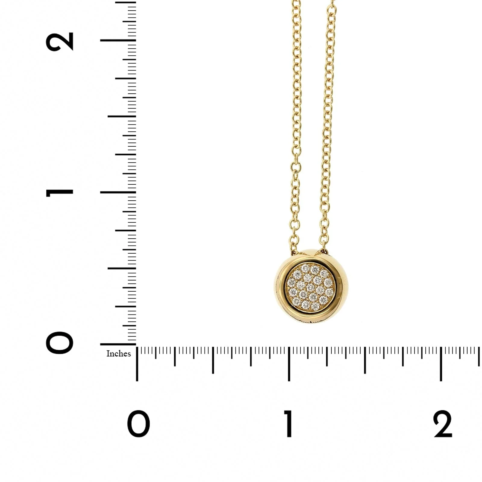 18K Yellow Gold Pave Diamond Disc Pendant - Image 4
