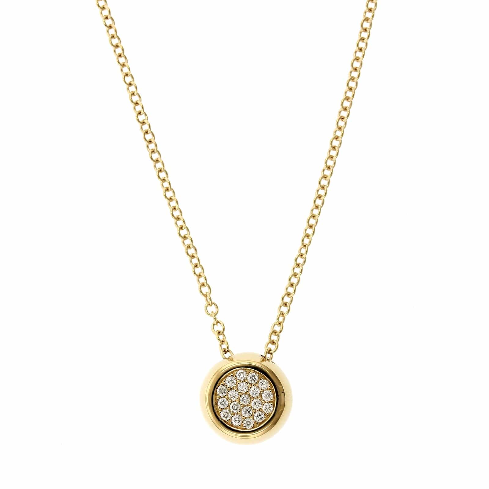 18K Yellow Gold Pave Diamond Disc Pendant - Image 5
