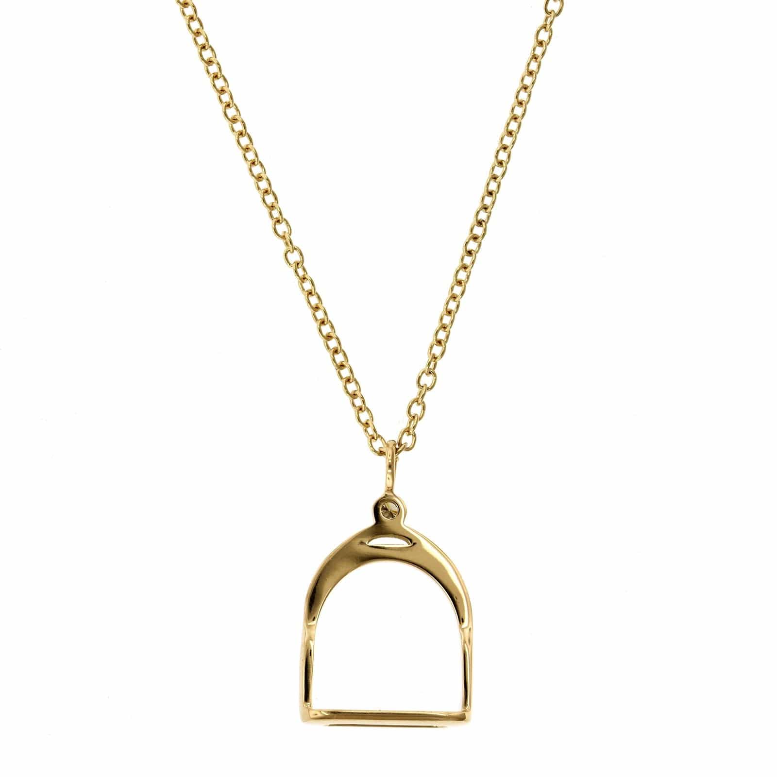 18K Yellow Gold Stirrup Brown Diamond Necklace - Image 2