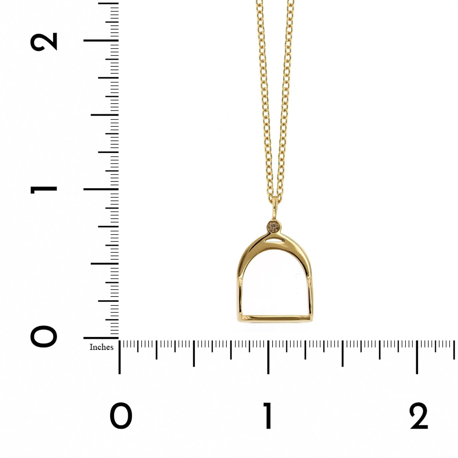 18K Yellow Gold Stirrup Brown Diamond Necklace - Image 4
