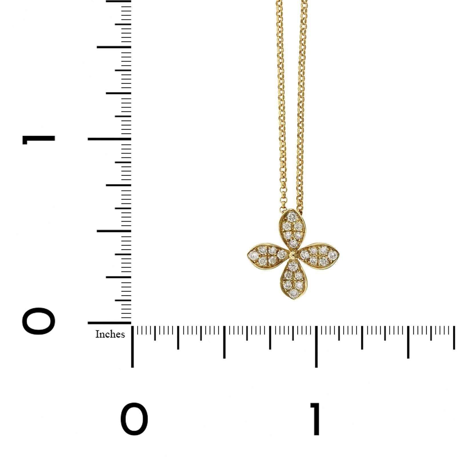 14K Yellow Gold Pave Flower Diamond Necklace - Image 4