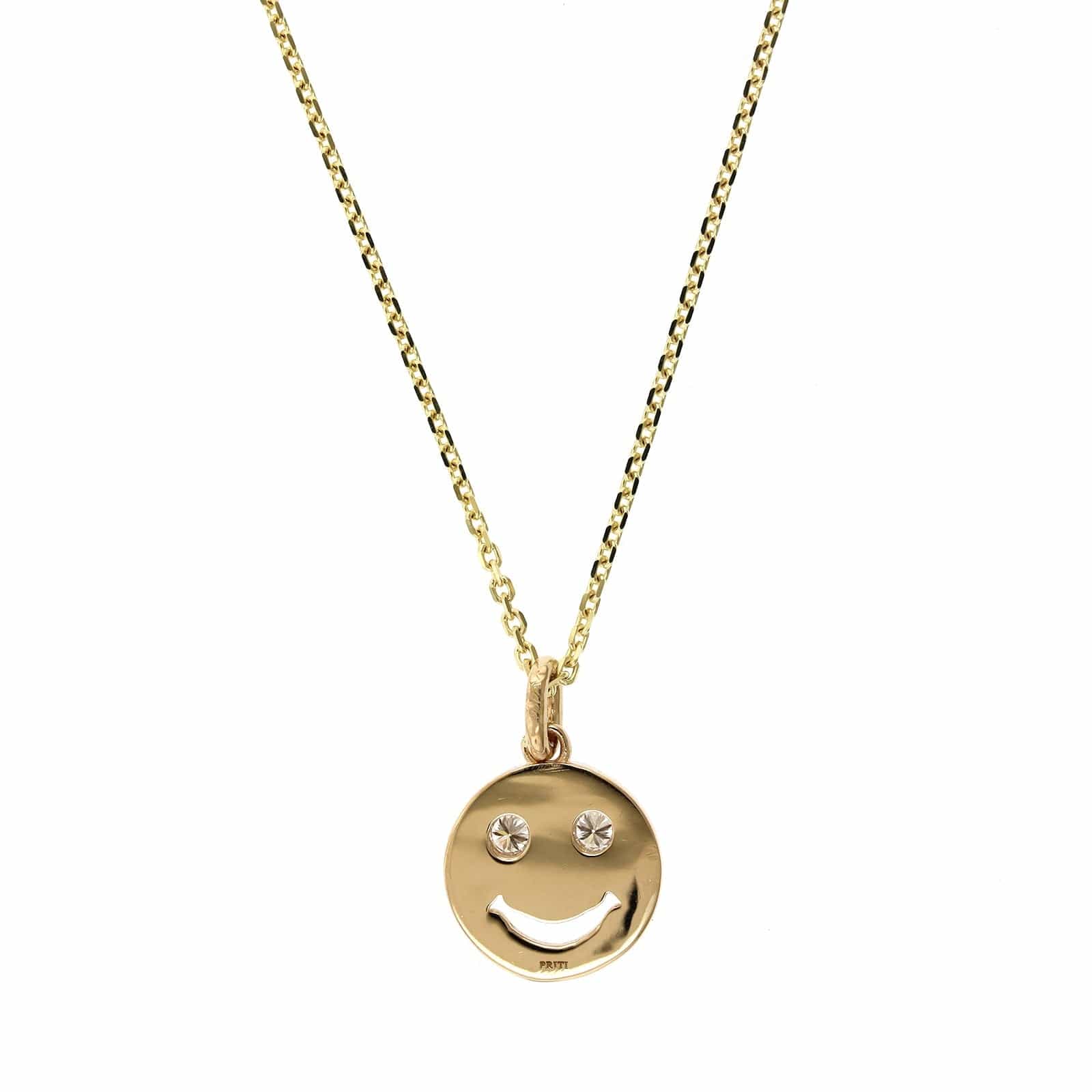 14K Yellow Gold Smiley Face Diamond Pendant - Image 3